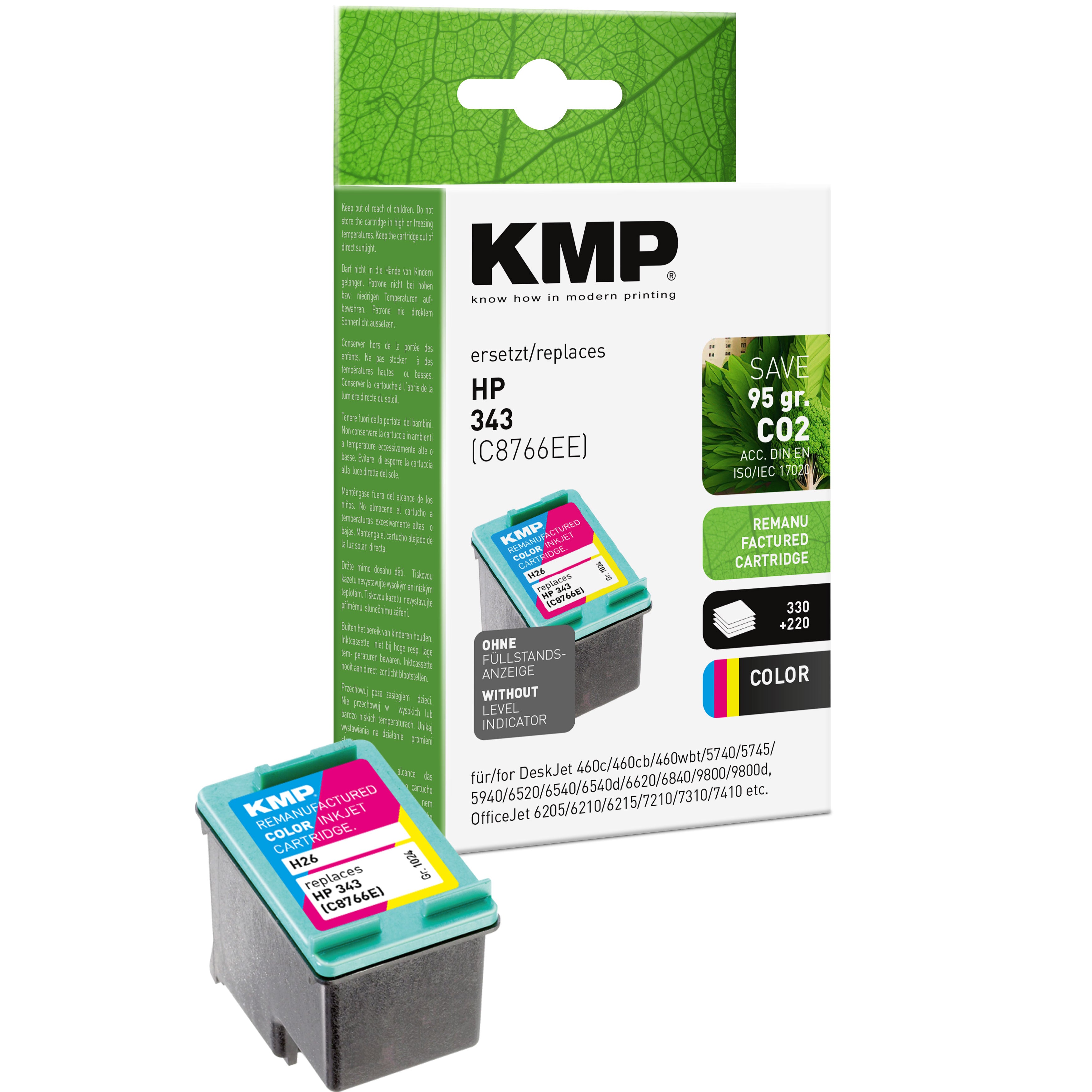 KMP Alternative für HP HP343 C8766EE kompatibler Toner für HP Deskjet in grün mit C8766EE-Kennzeichnung
