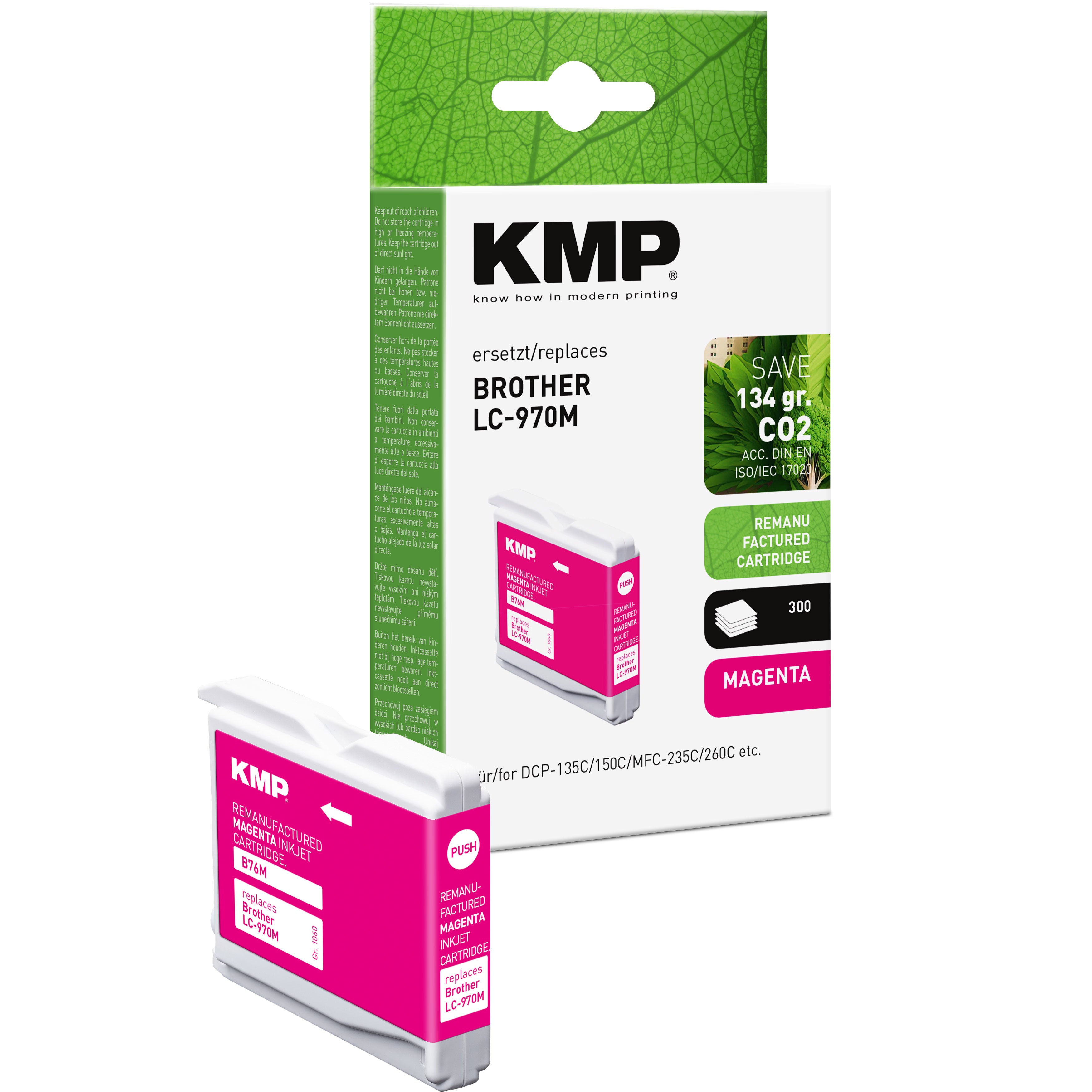 KMP Alternative für Brother LC970M Tintenpatrone magenta mit 300 Seiten Reichweite für Brother DCP-135C