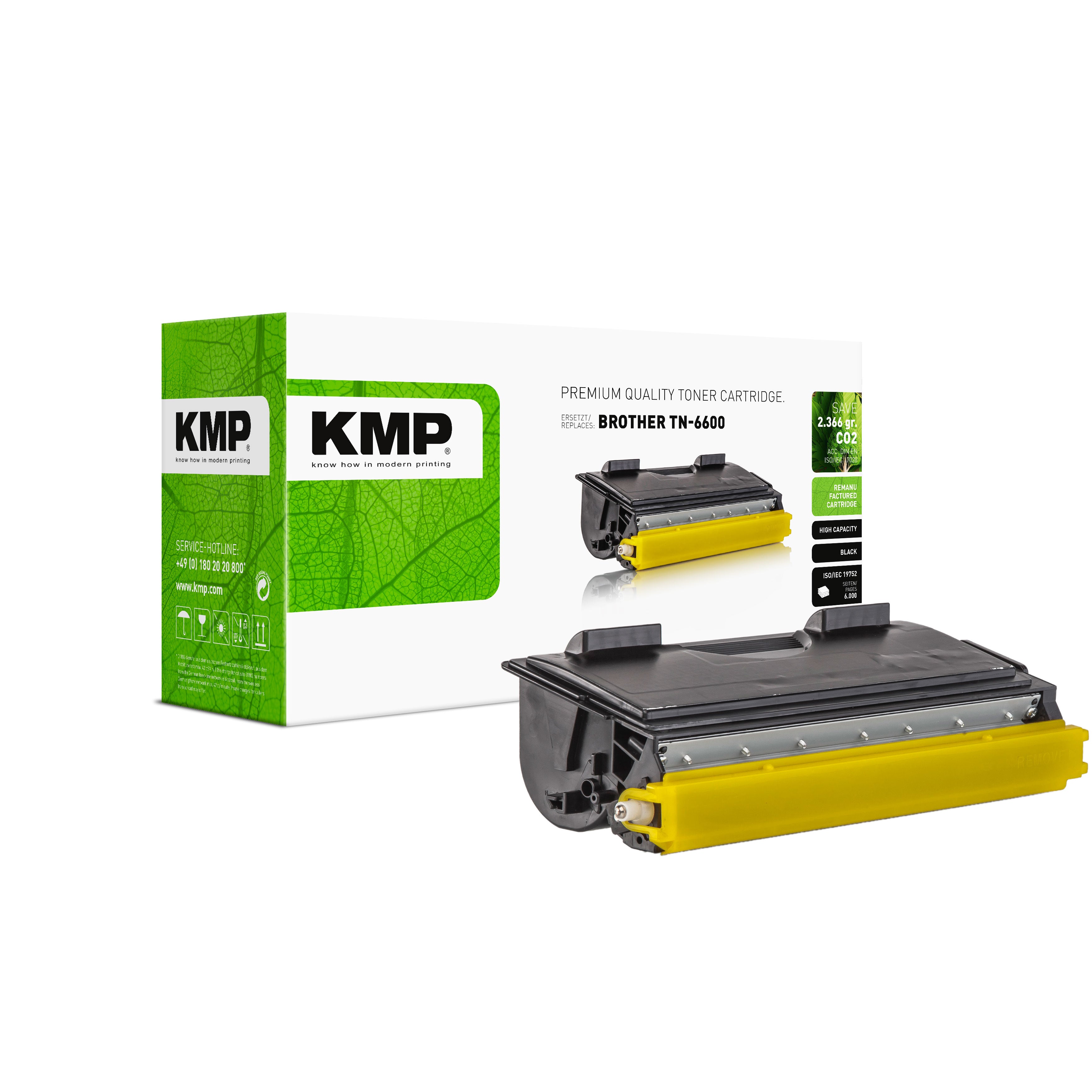 KMP Alternative für Brother TN6600 Toner für Laserdrucker in grün mit schwarzer Kartusche