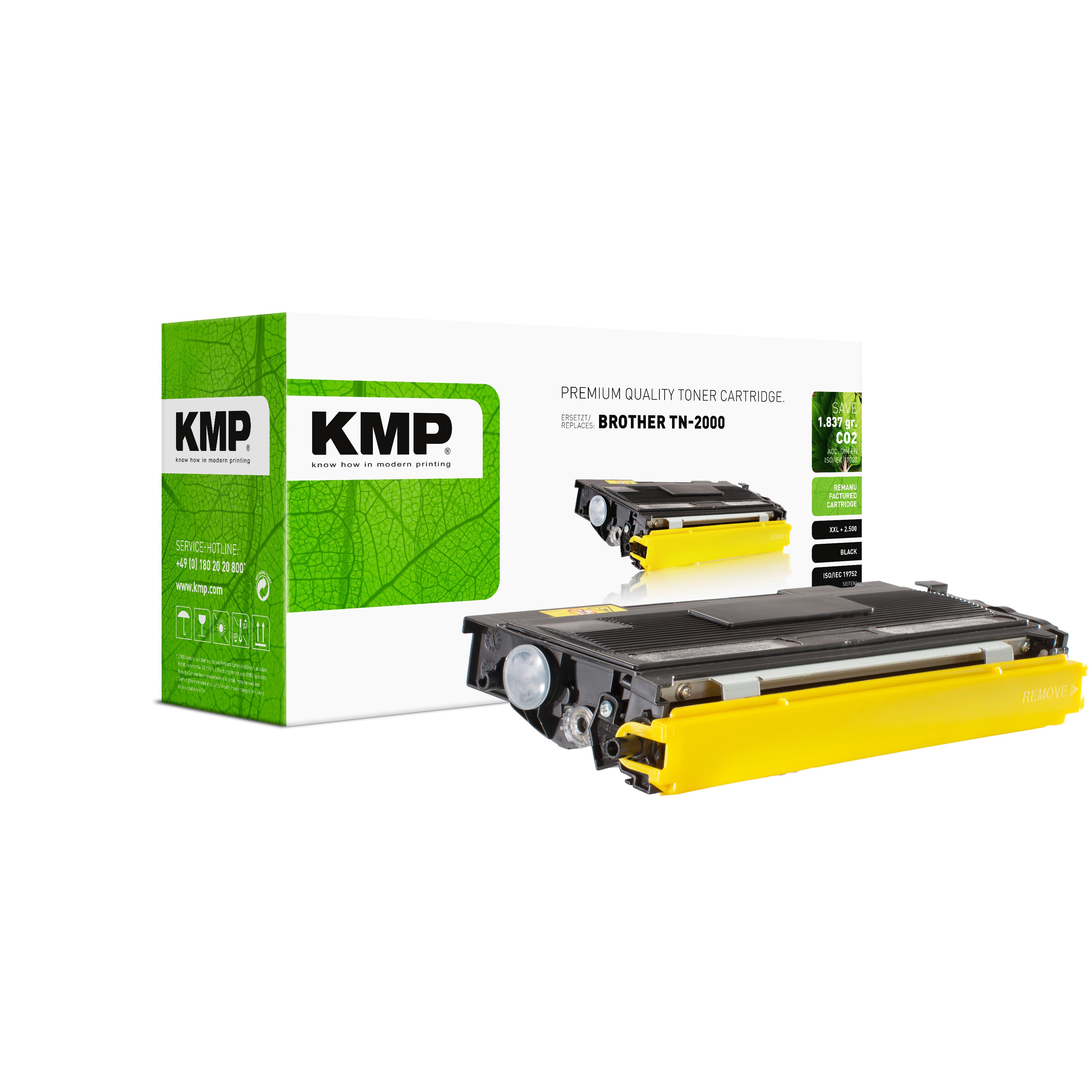 KMP Alternative für Brother TN2000X Tonerpatrone grün mit Toner-Alternative für Brother TN2000X und passendem Drucker