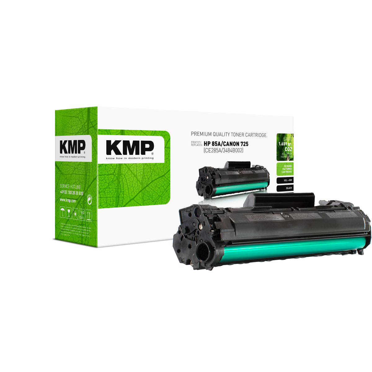 KMP Alternative für HP HP85A und Canon 725 Tonerpatrone grün mit kompatibler Ausrichtung für Kopierer und Faxgeräte