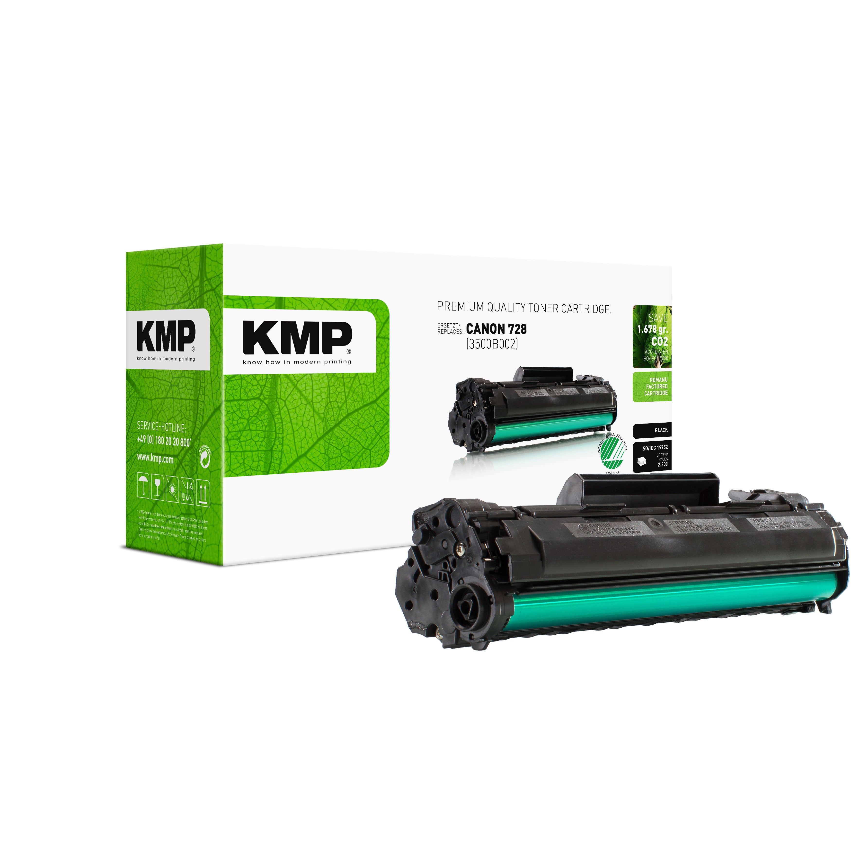 KMP Alternative für Canon 728 Toner-Patrone grün mit Laserdrucker-Verbrauchsmaterial für Canon I Sensys MF-4410 bis MF-4570