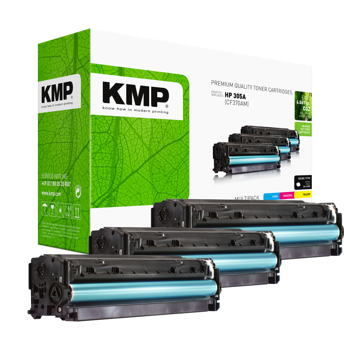 KMP Alternative für HP HP305A CF370AM kompatibler Laser Toner, grün bedruckte Kartusche für Toner-Kartusche