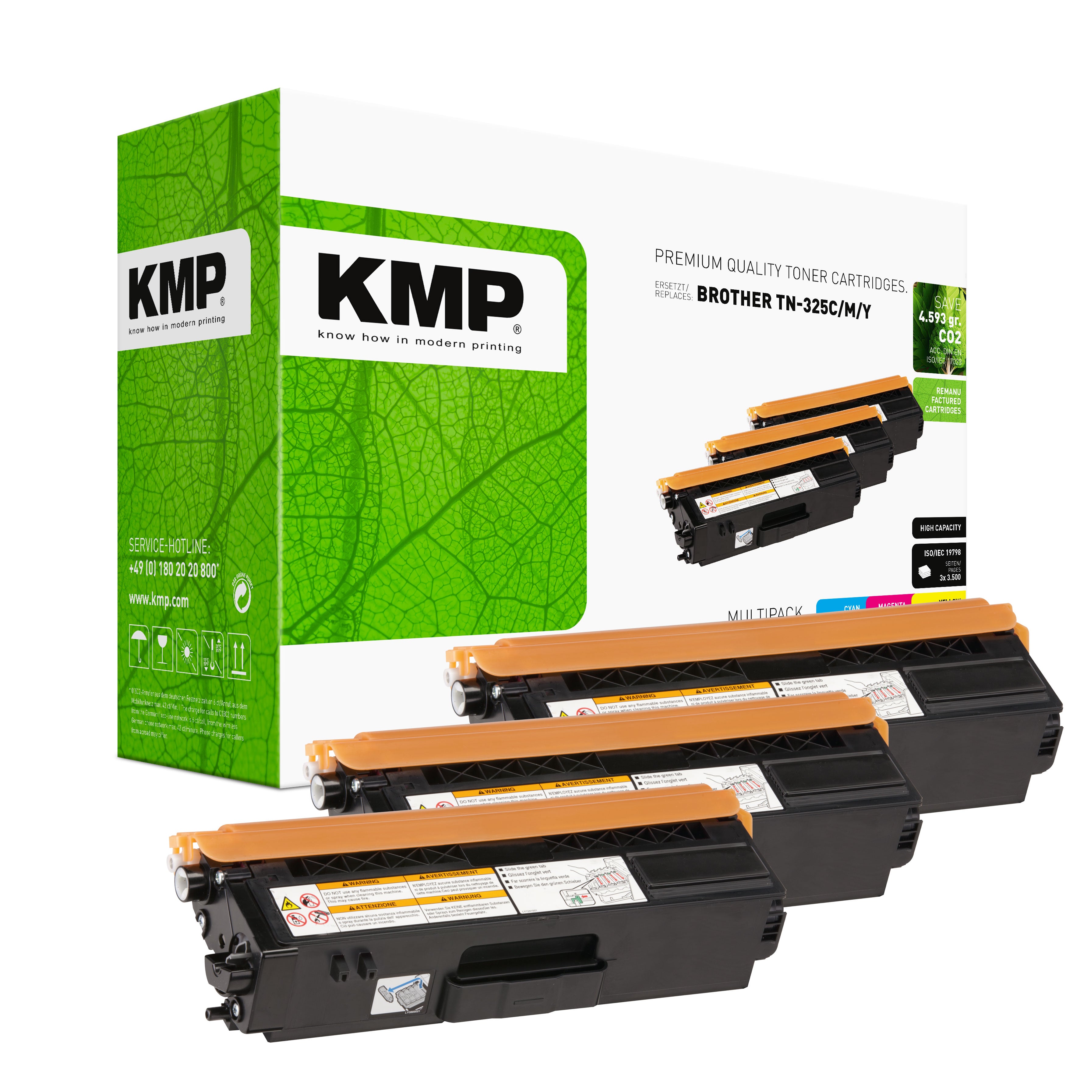 KMP Alternative für Brother TN325CMY Tonerpatrone für Drucker, grün und schwarz, kompatibel mit Brother