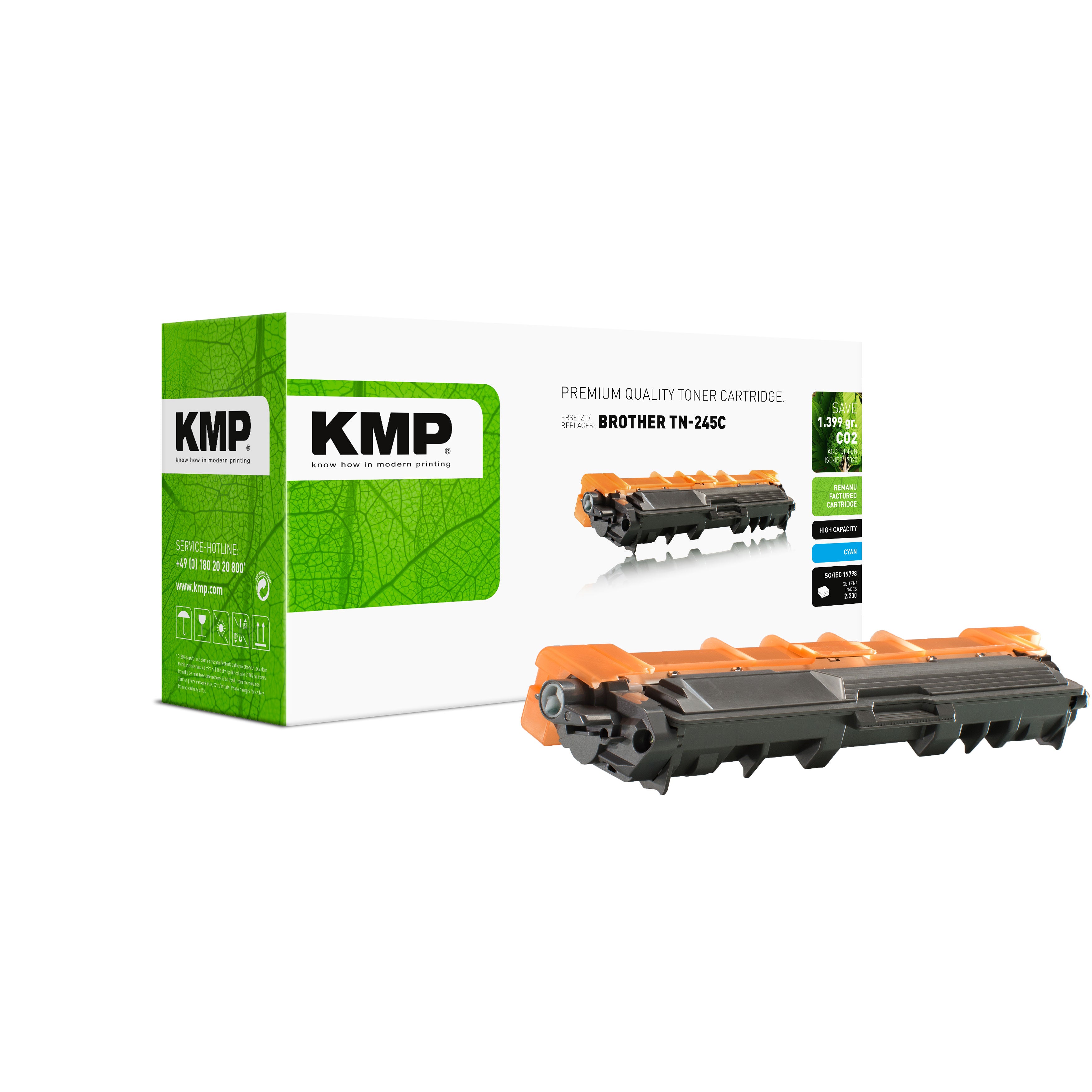 KMP Alternative für Brother TN245C Toner für Brother Drucker, grün verpackt mit cyanfarbener Kartusche
