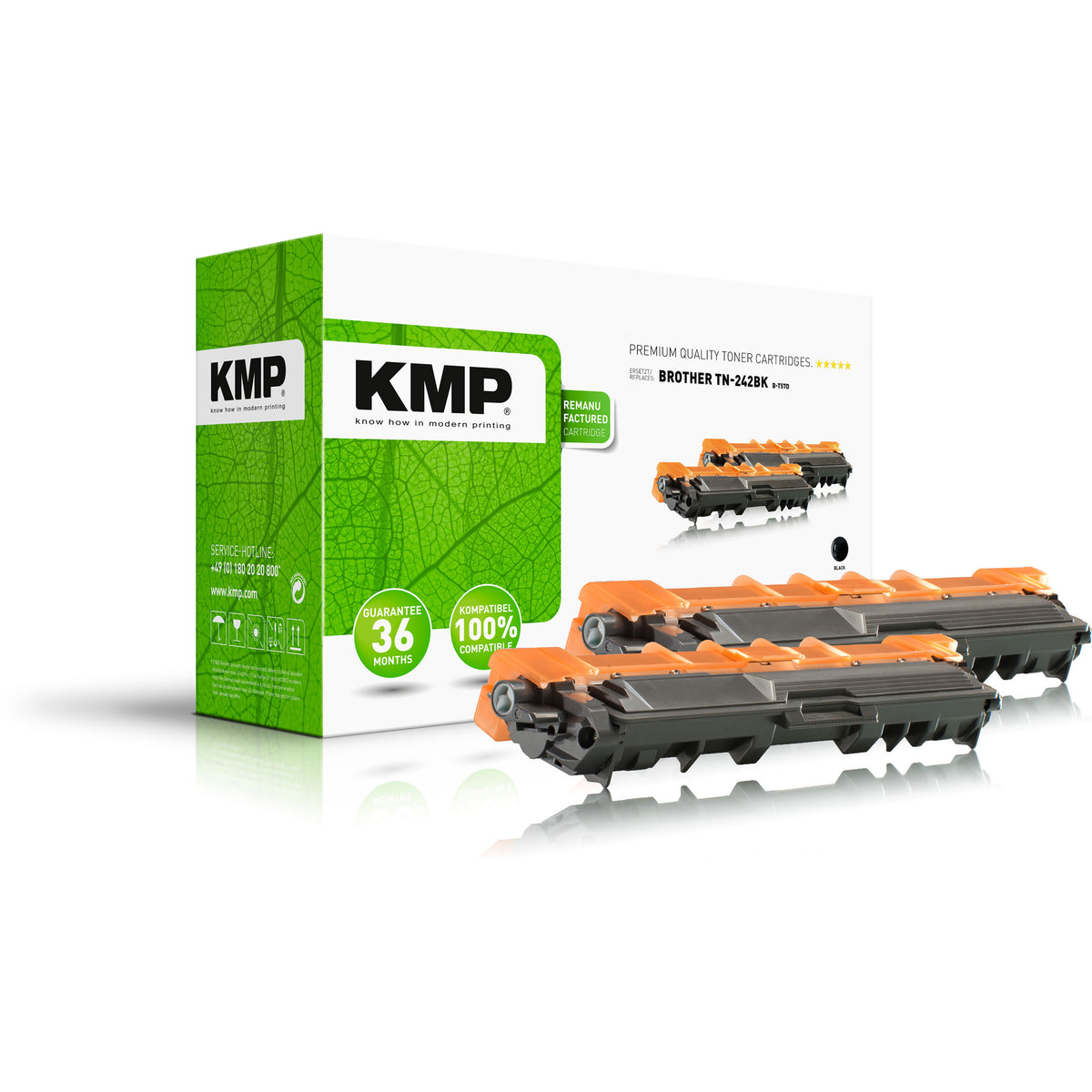 KMP Alternative für Brother 2x TN242BK Toner für Brother, grün und schwarz, als 2er Pack Kartuschen