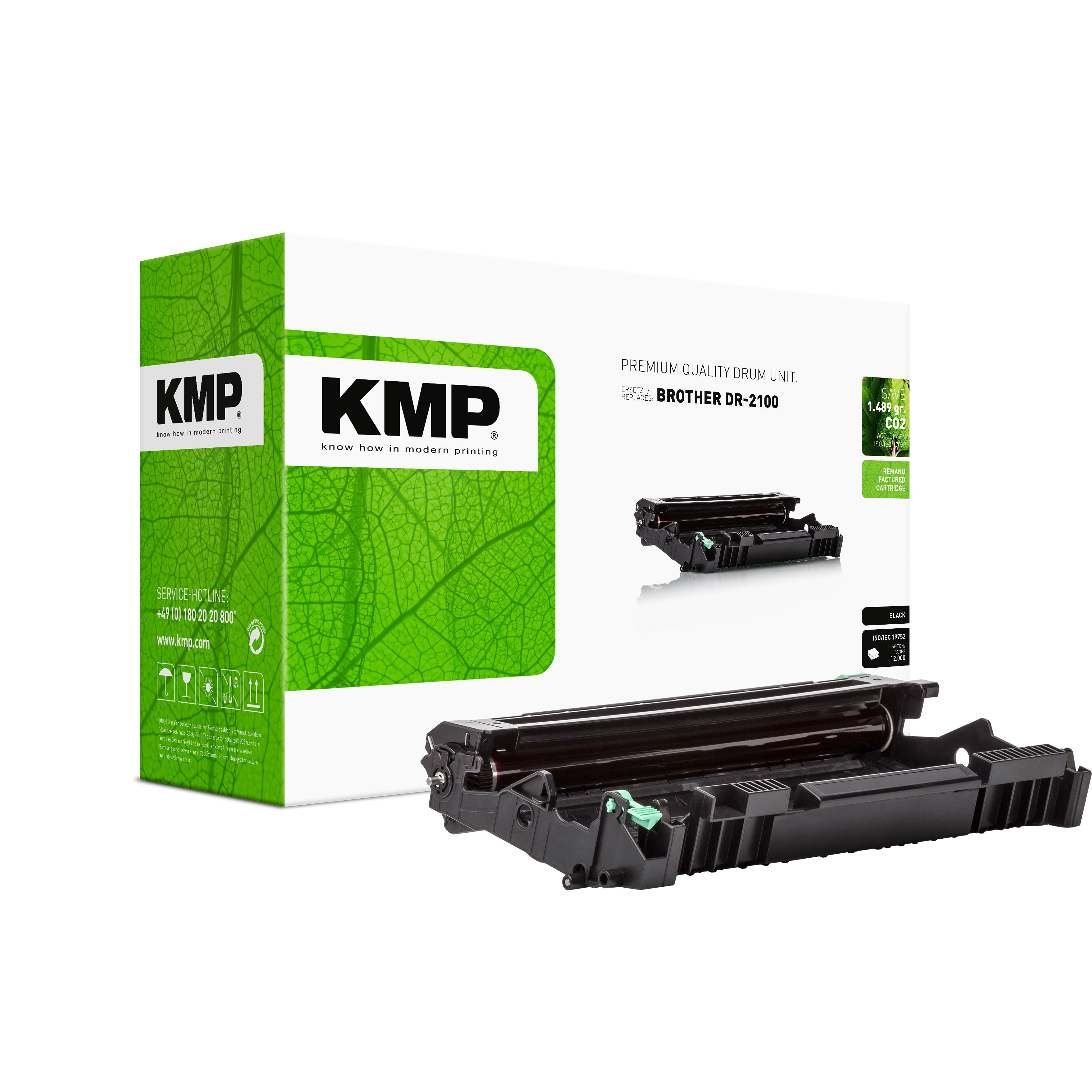 KMP Alternative für Brother DR2100 und 406841 Toner Alternative, grün und schwarz, kompatibel mit Brother