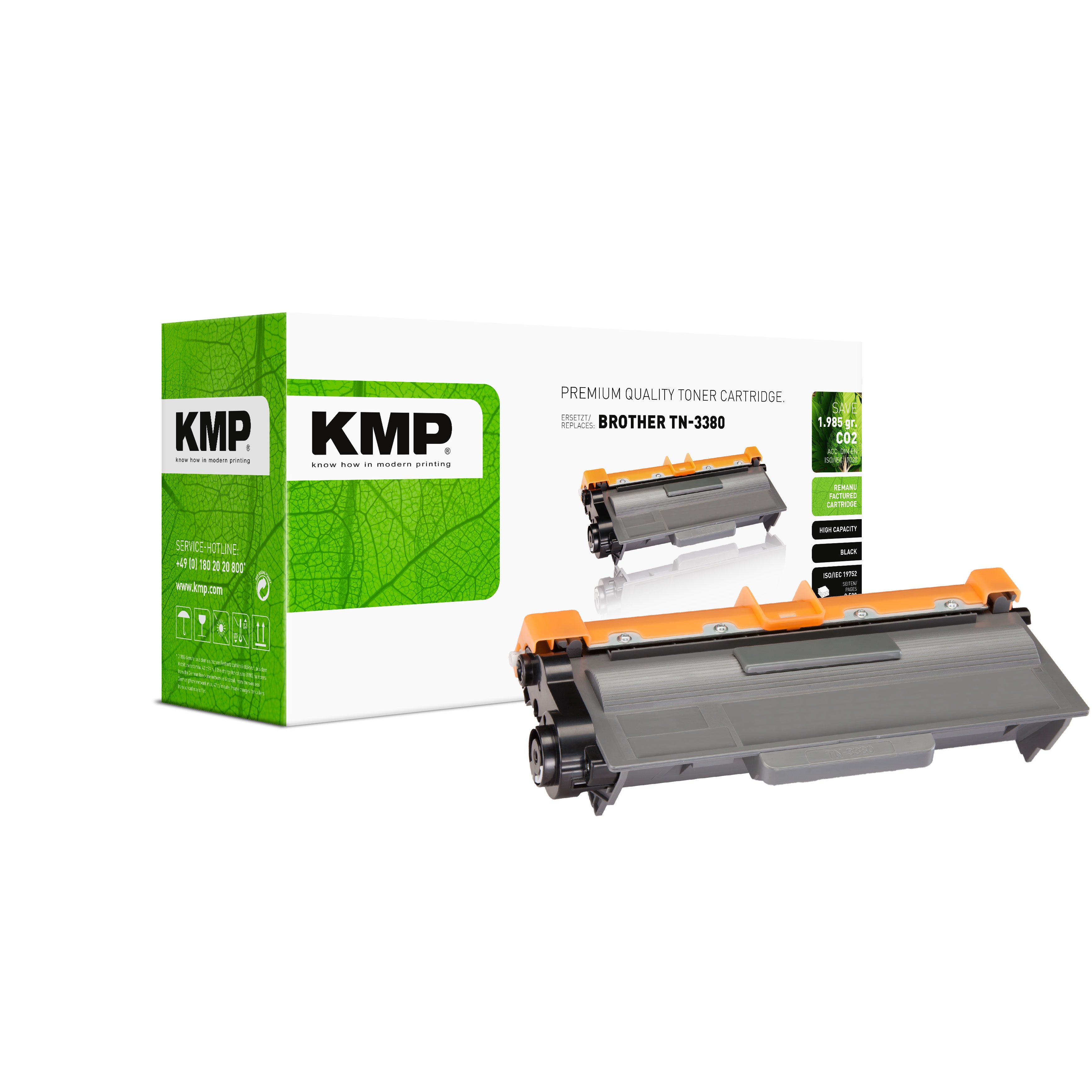 KMP Alternative für Brother TN3380 Toner für Brother Drucker in grün mit Toner-Alternative