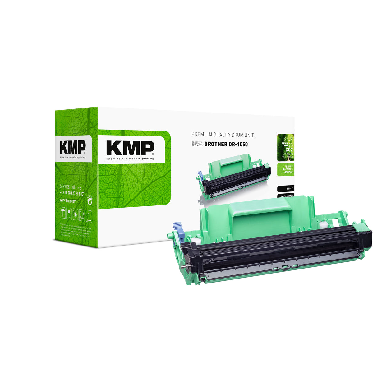 KMP Alternative für Brother DR1050 Toner Alternative für Laserdrucker in grün mit Brother DR-1050 Druckeinheit