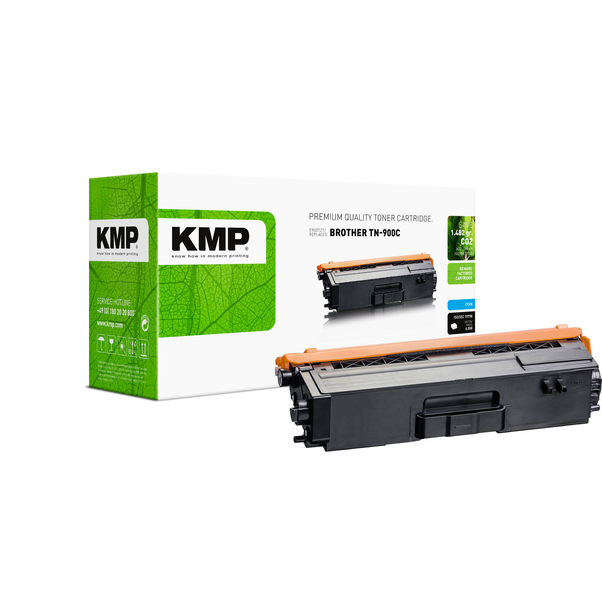 Brother HL-L9200CDWT HL-L9300CDWT MFC-L9550CDWT KMP Tonerpatrone grün mit Brother TN-900C für Cyan
