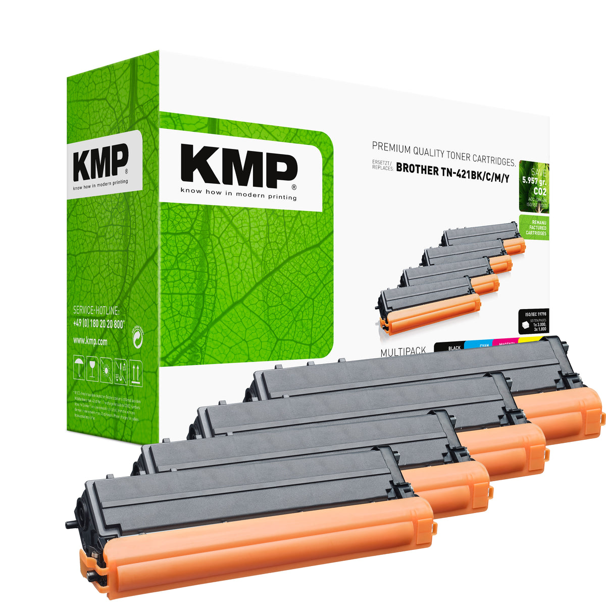KMP Alternative für Brother TN421BKCMY Toner-Alternative für Brother DCP-L8410CDW in grün mit Kartuschen