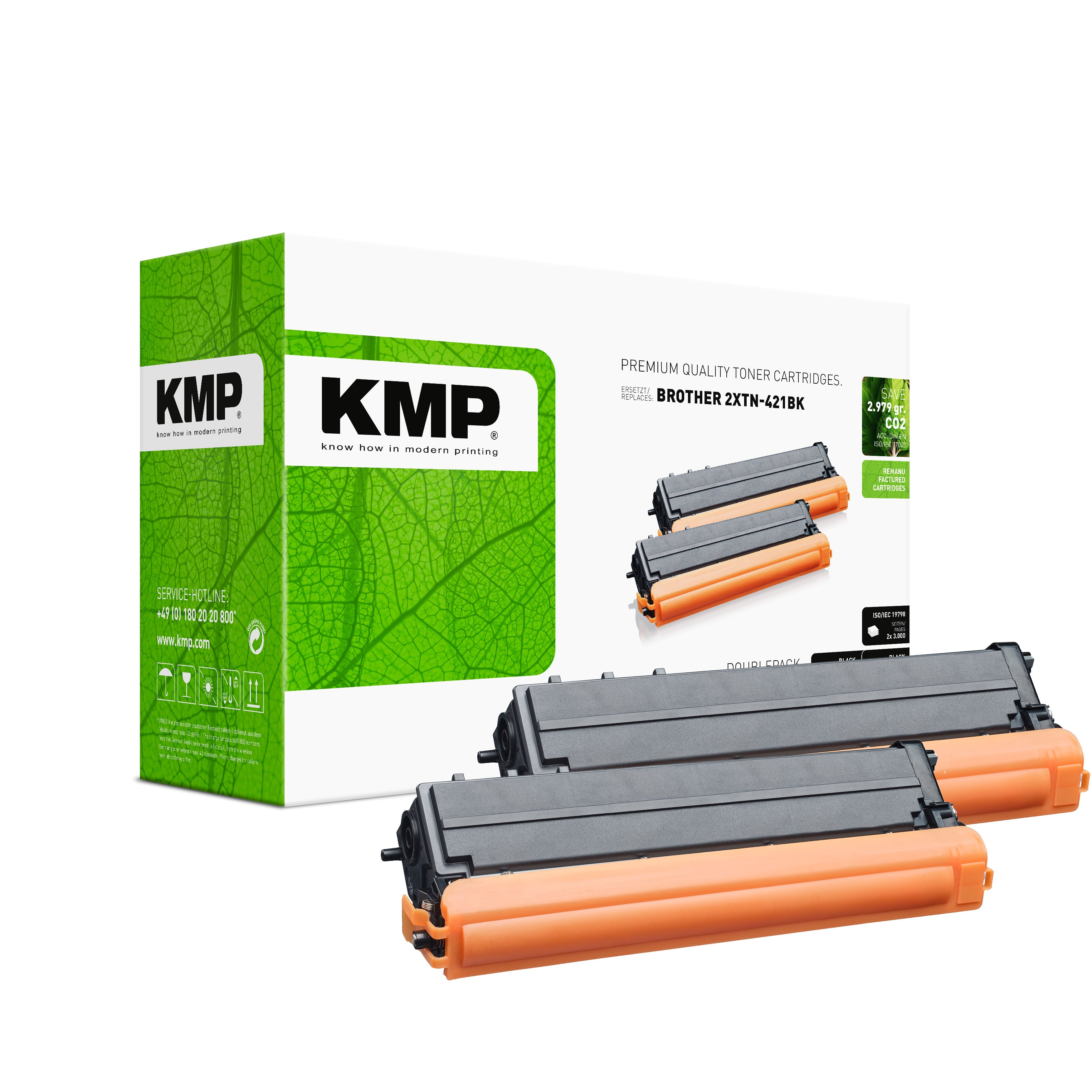 KMP Alternative für Brother 2xTN421BK Toner-Alternative für Brother TN421BK im grünen Karton, kompatibel mit DCP-L8410CDW