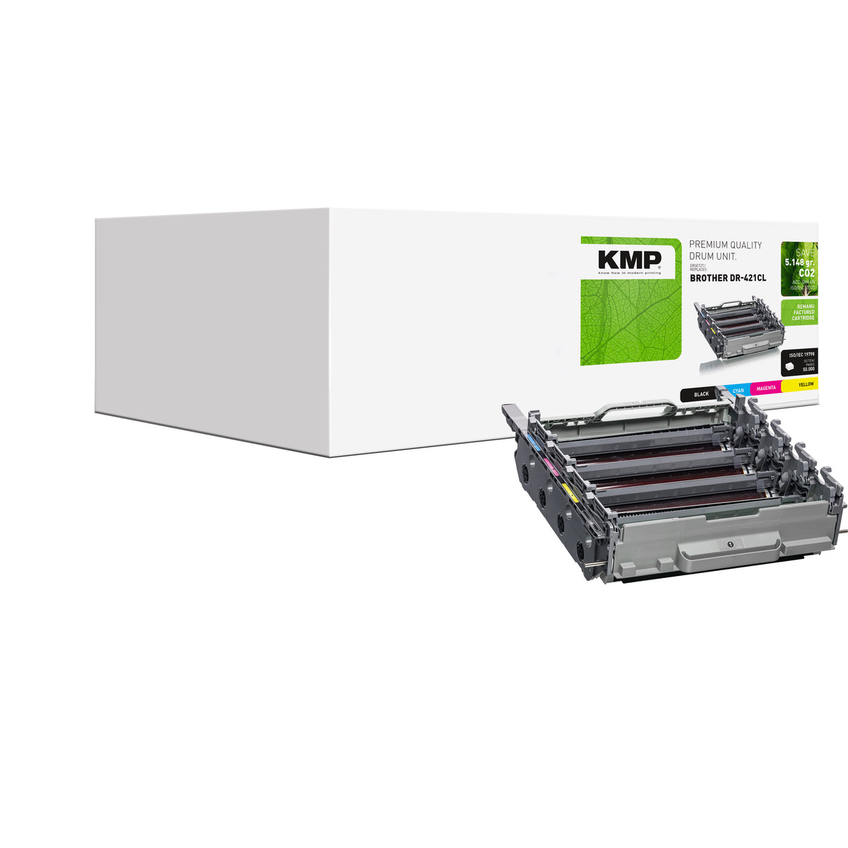 KMP Alternative für Brother DR421CL Tonerpatrone für Laserdrucker in grünem Karton mit Trommeleinheit