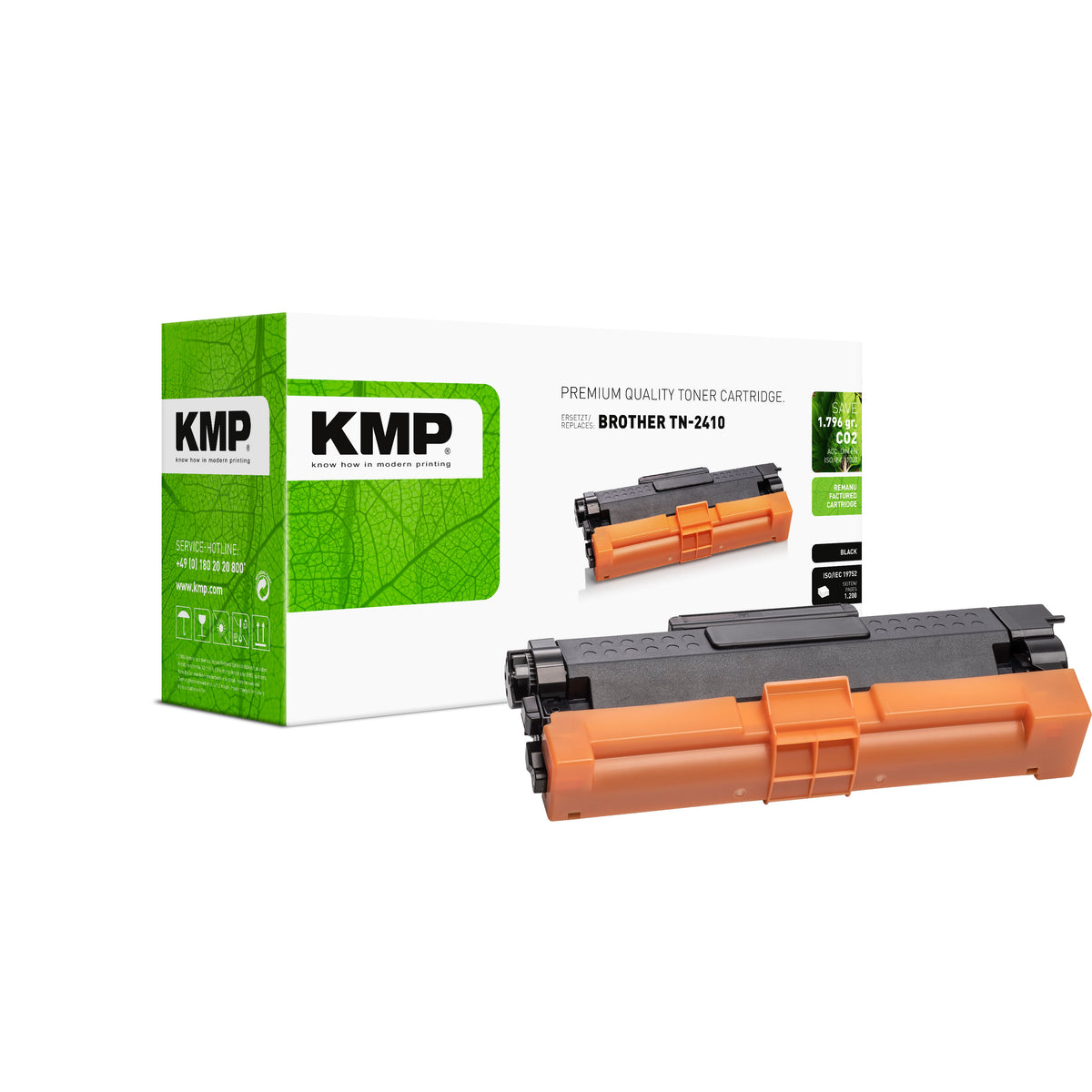 KMP Alternative für Brother TN2410 Tonerpatrone für Laserdrucker in grün mit schwarzem Toner