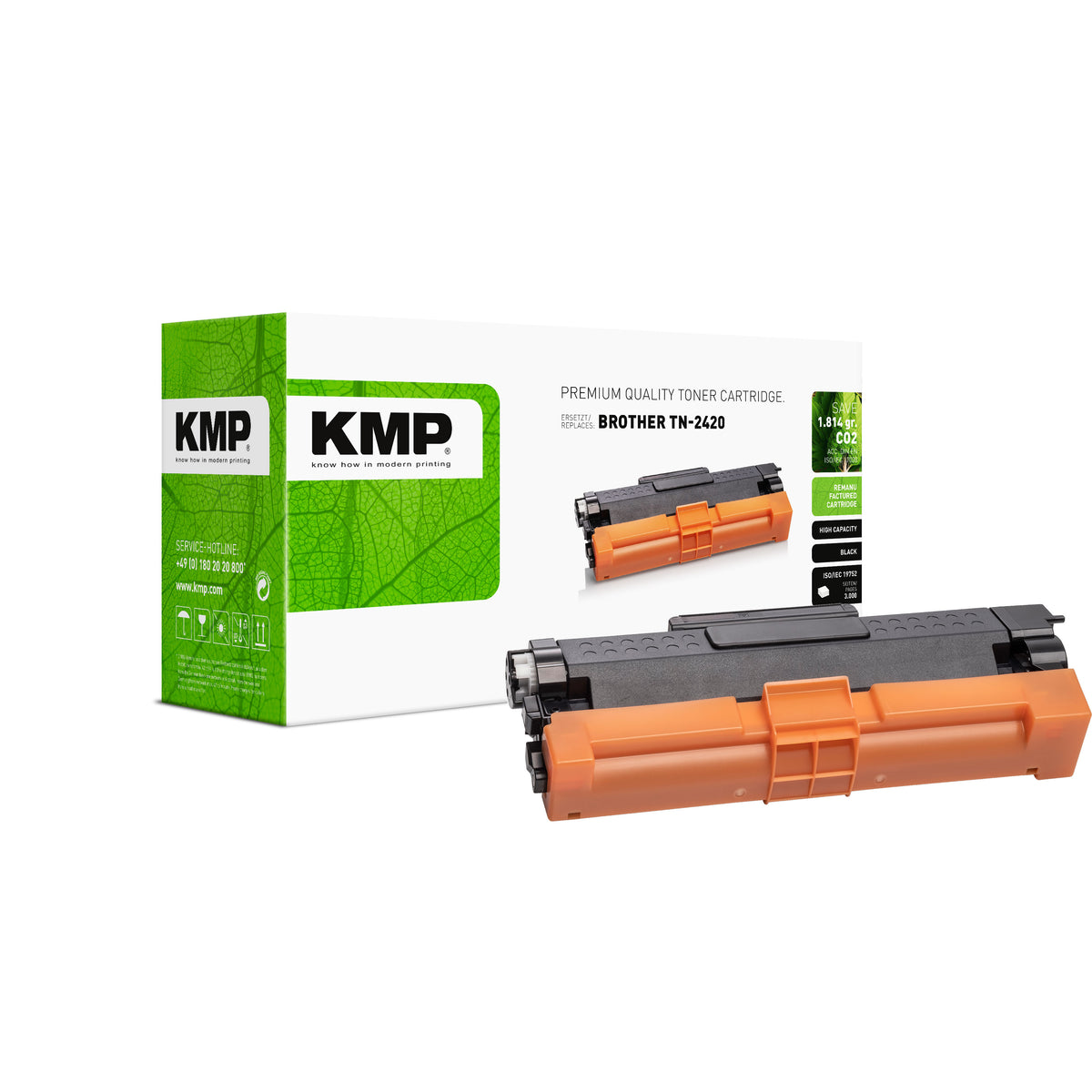 KMP Alternative für Brother TN2420 Toner für Brother, grün und schwarz, mit Toner-Alternative für Brother TN2420