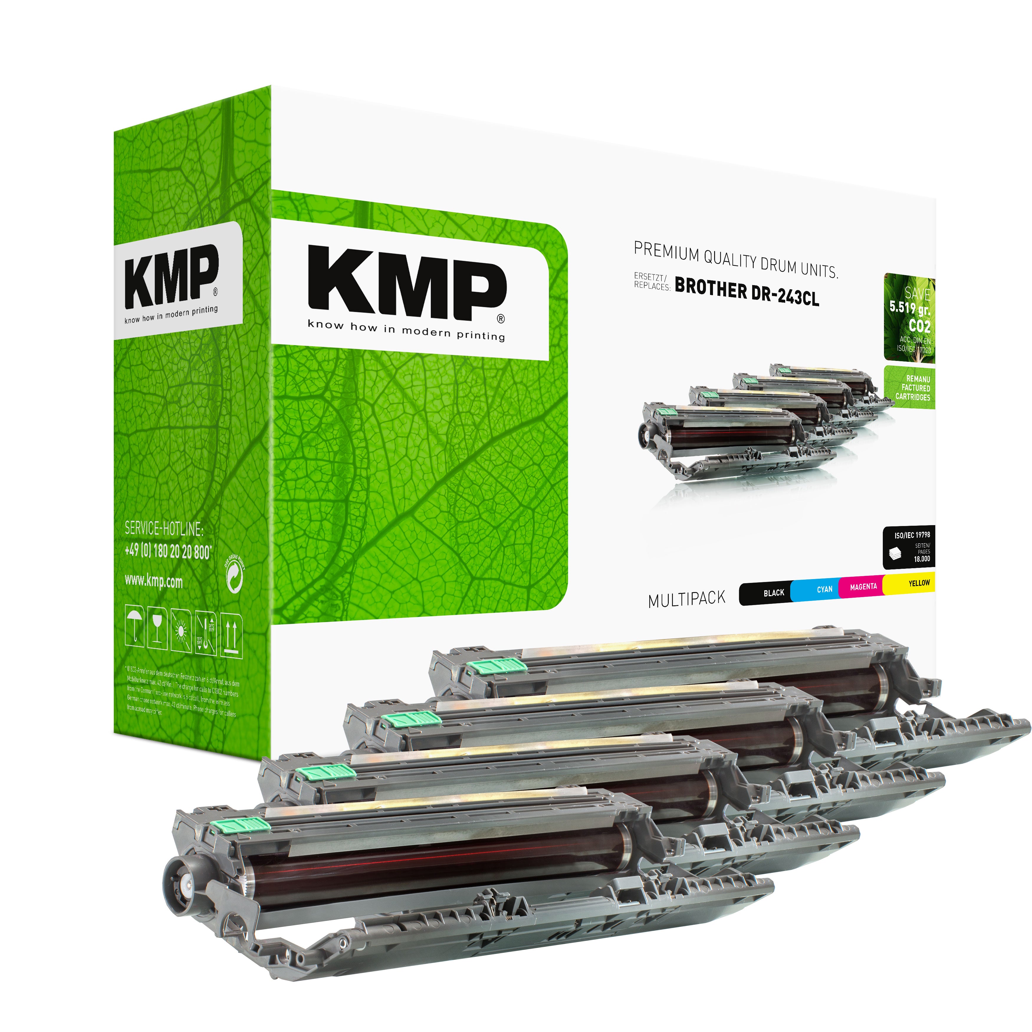 KMP Alternative für Brother DR243CL Toner-Patrone für Laserdrucker in grün mit kompatiblen Brother Modellen