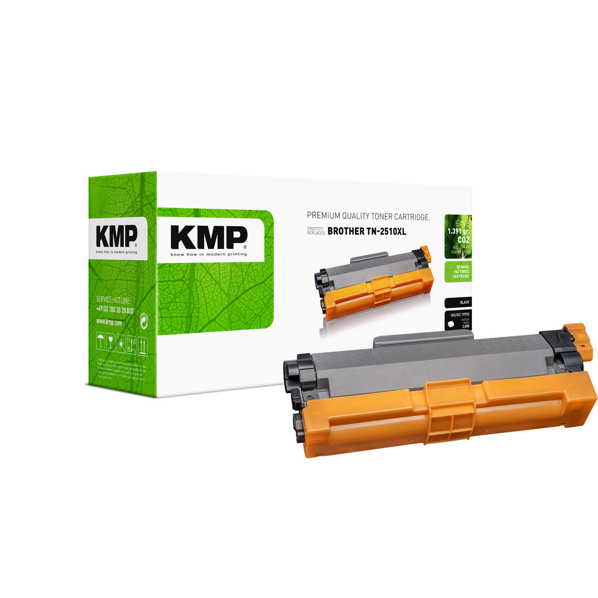 KMP Alternative für Brother TN2510XL Tonerpatrone für Laserdrucker in grün mit schwarzem Toner