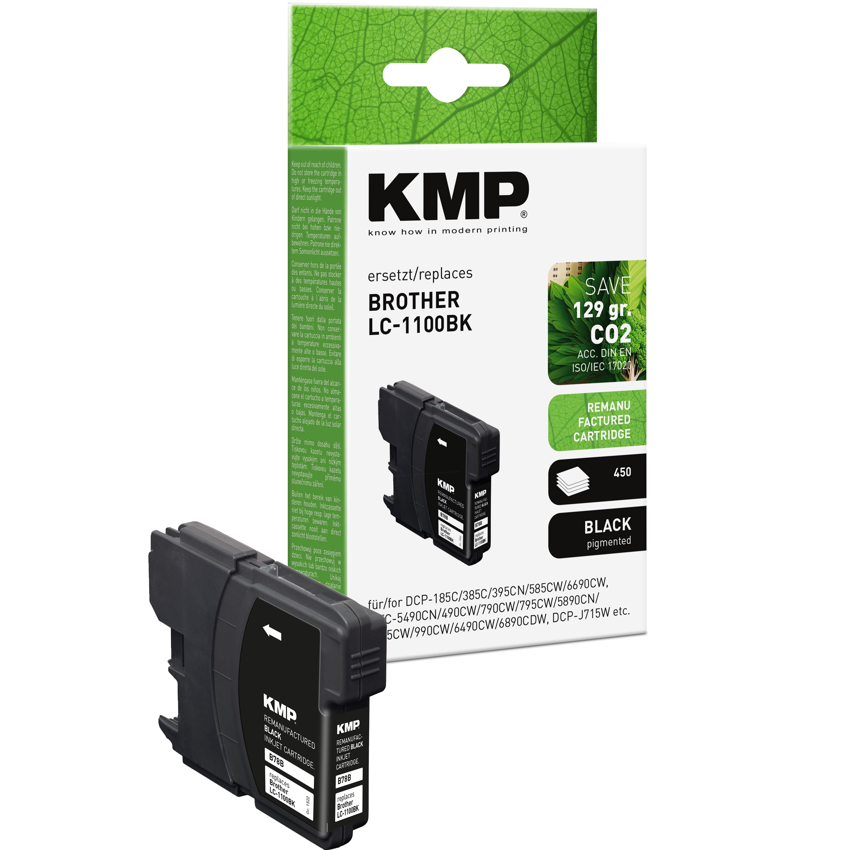 KMP Alternative für Brother LC1100BK Tintenpatrone als Ersatz für Brother LC1100BK in Schwarz