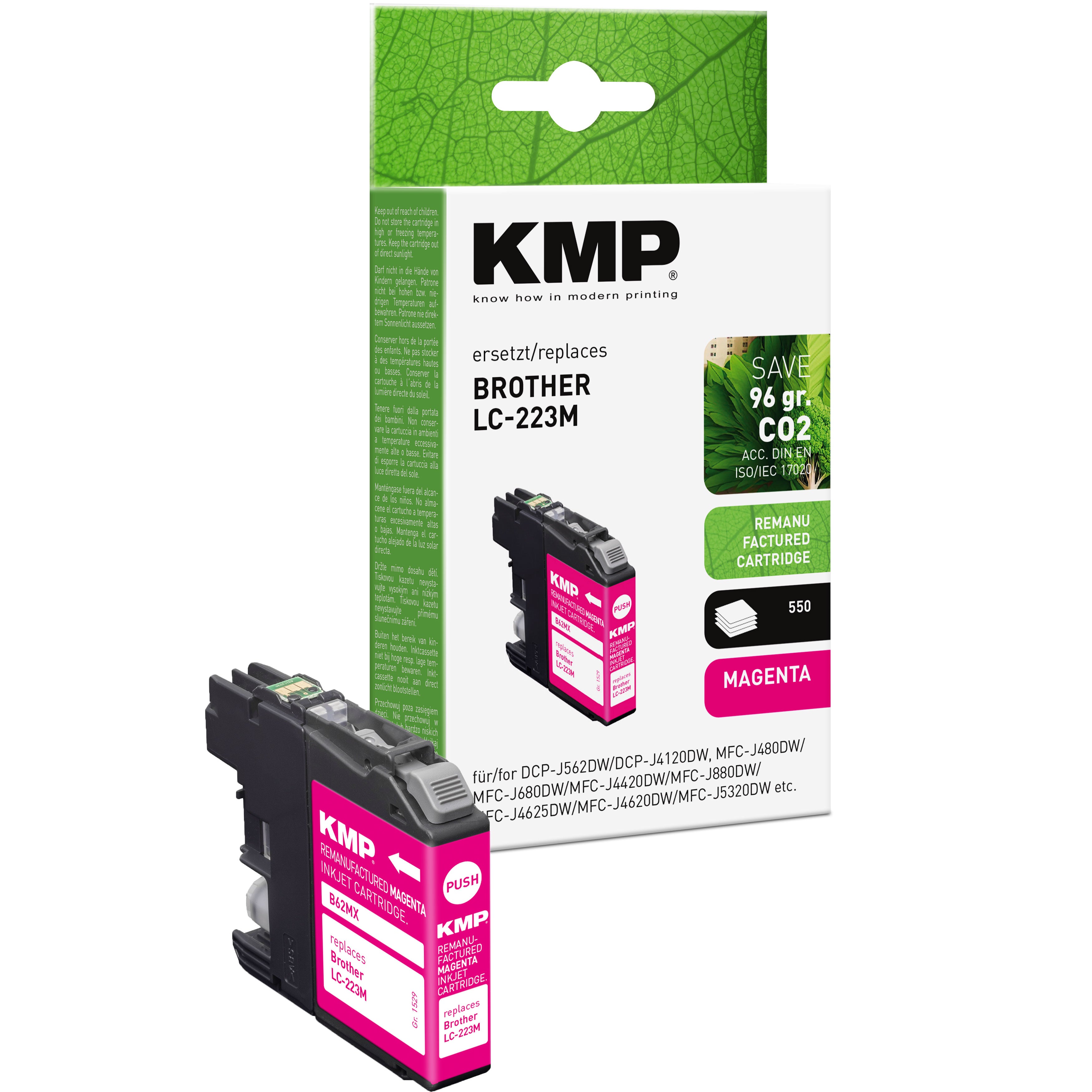 KMP Alternative für Brother LC223M Tintenpatrone magenta für Brother DCP-J562DW und DCP-J4120DW