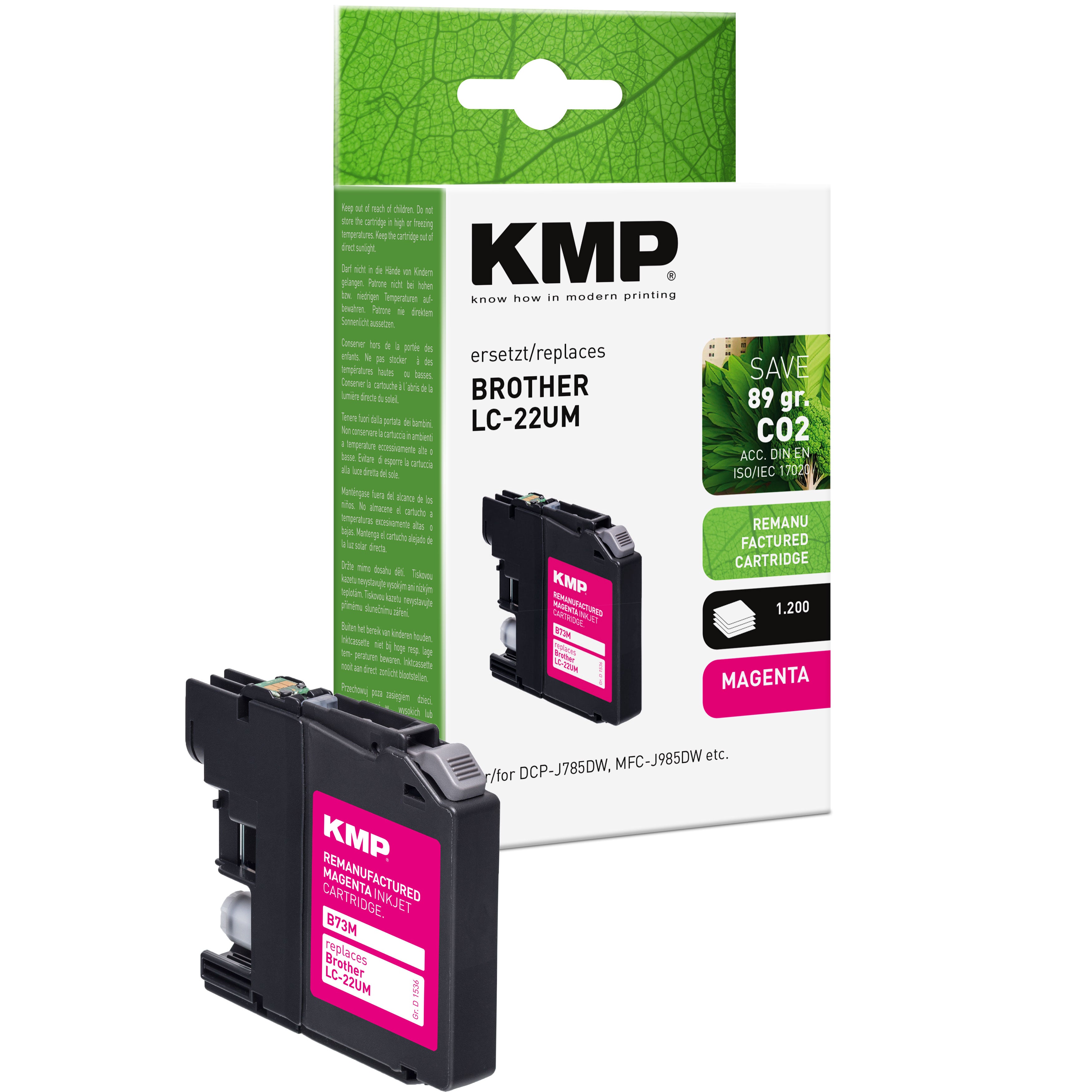 Brother DCP-J785DW, MFC-J985DW KMP Tintenpatrone magenta mit Ersatzhinweis LC-22UM