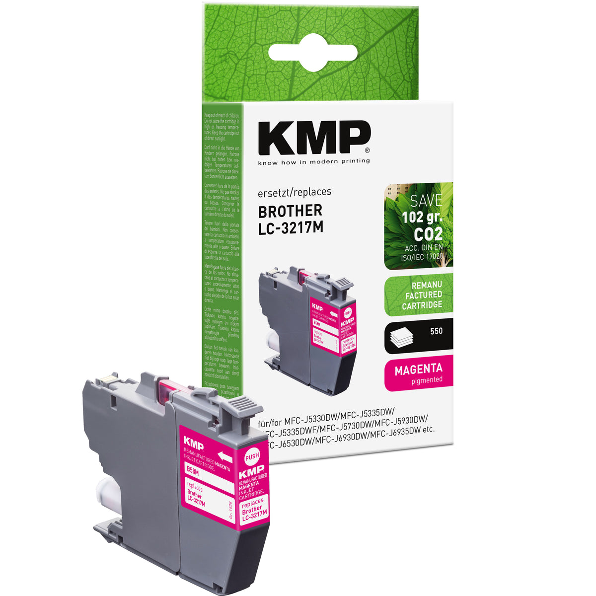 Brother MFC-J5330DW MFC-J5335DW KMP Tonerpatrone LC-3217M magenta mit Druckkopf-Kassette für Brother-Drucker