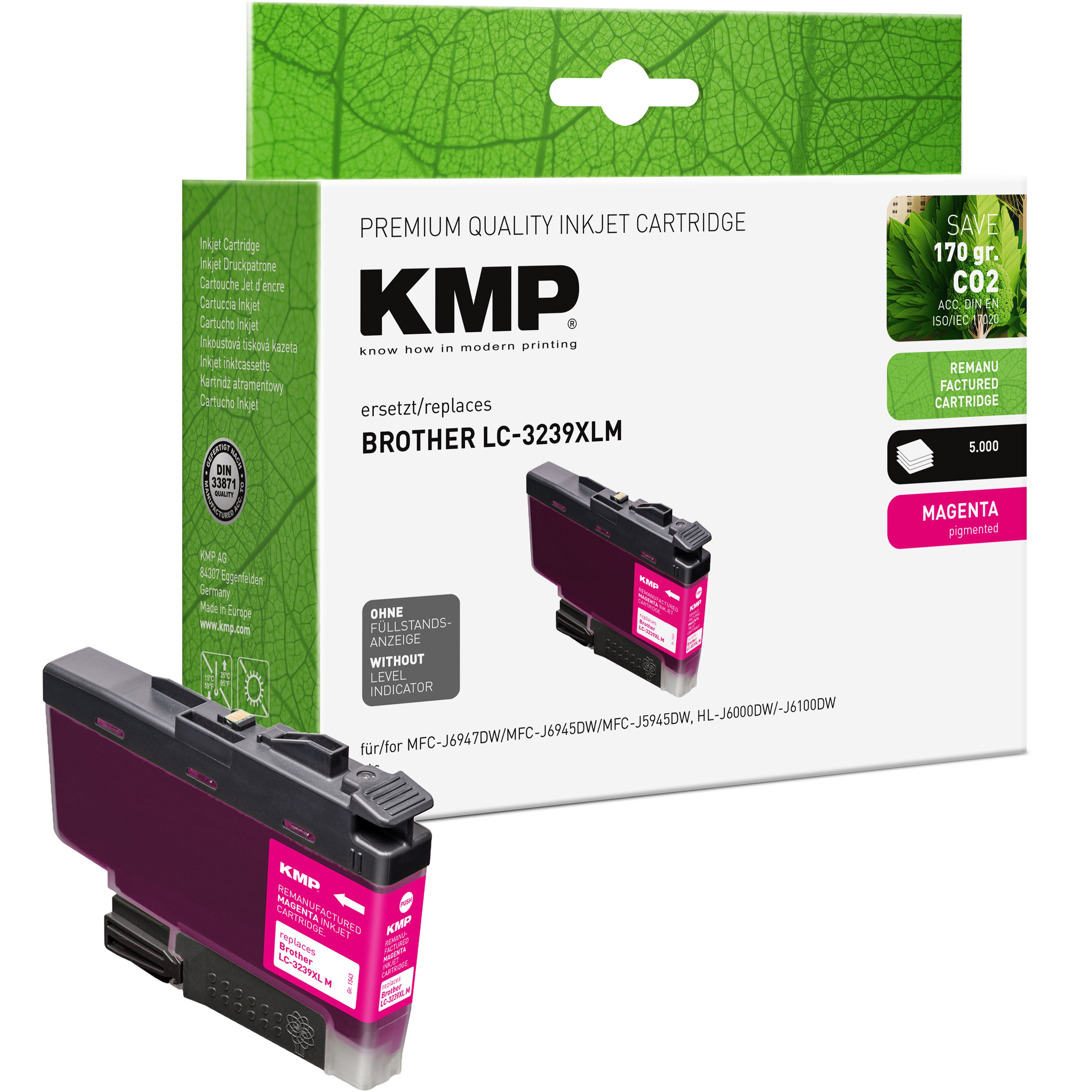 KMP Alternative für Brother LC3239XLM Tintenpatrone, magenta, kompatibel mit LC3239XLM