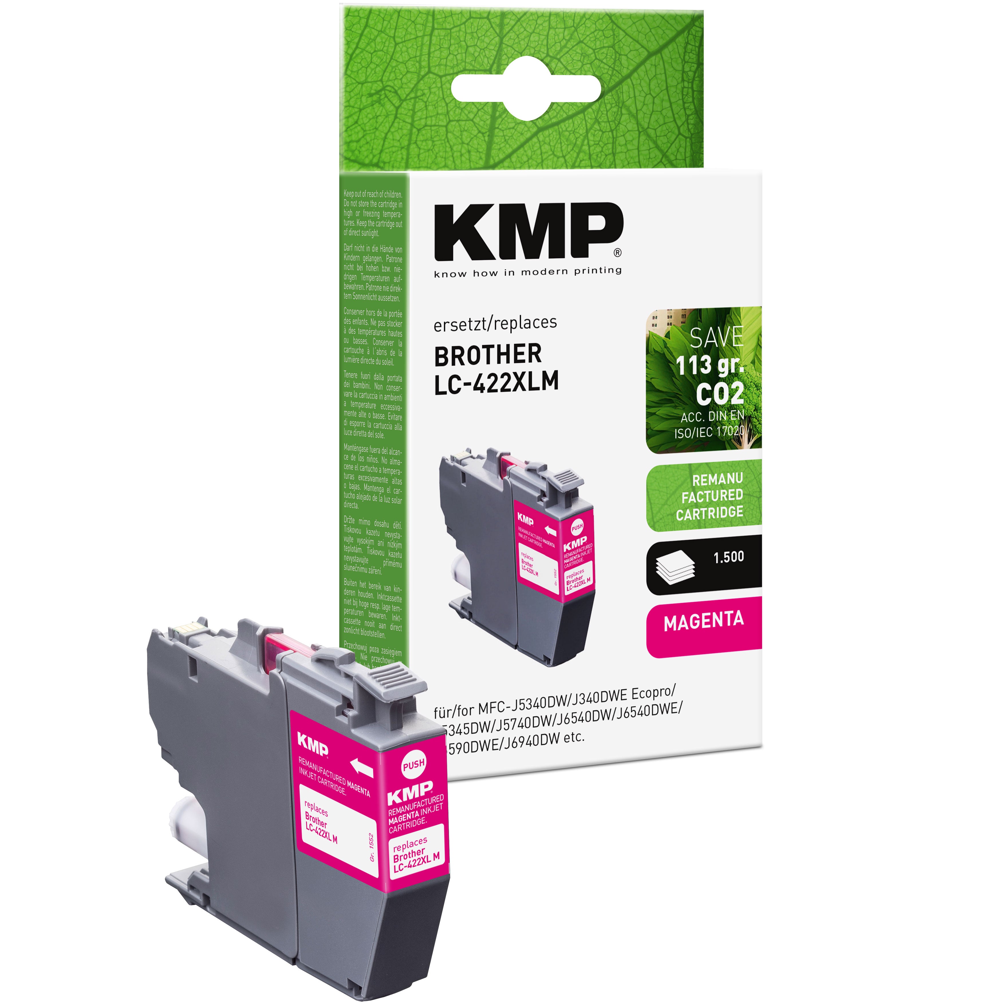 KMP Alternative für Brother LC422XLM Tintenpatrone magenta, für Brother MFC-J 5340DW und J 5340DWE