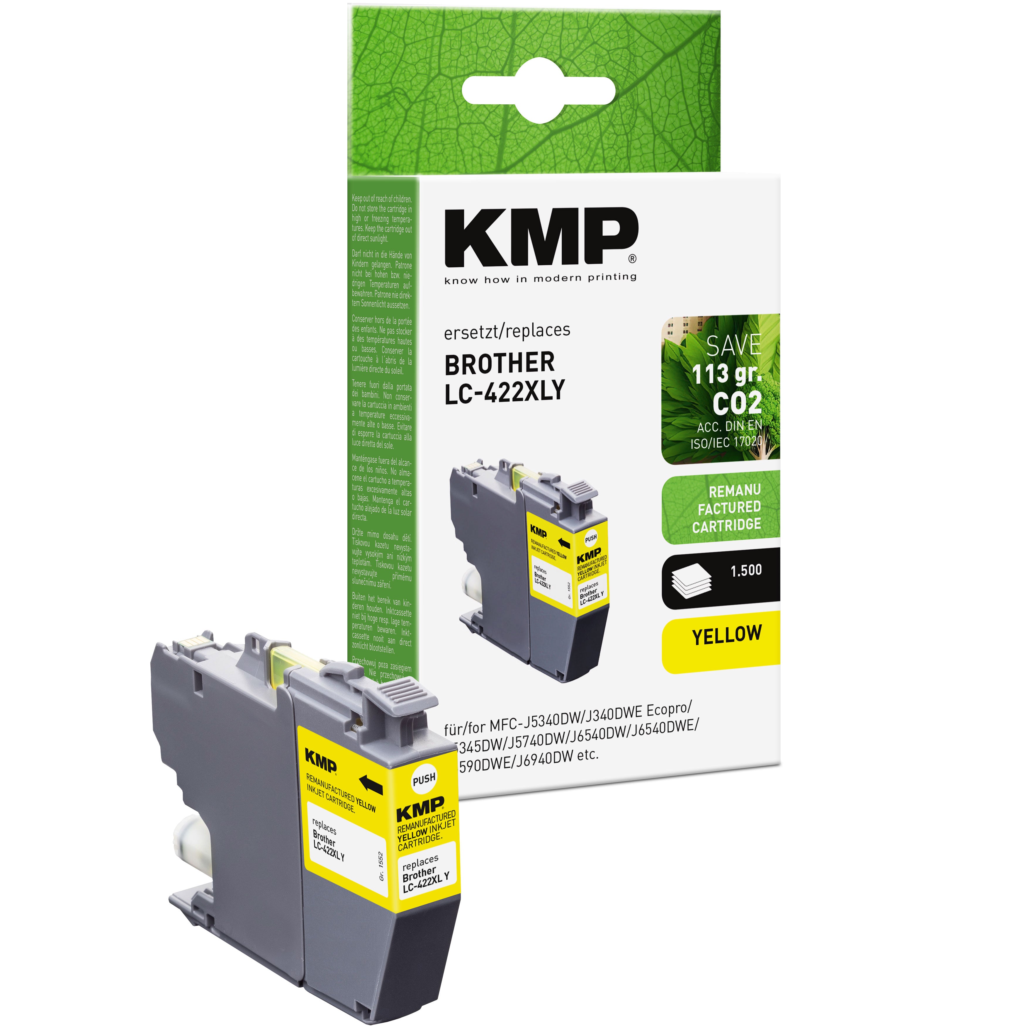 KMP Alternative für Brother LC422XLY gelber Toner für Brother MFC Drucker, mit Ersatz für LC422XLY