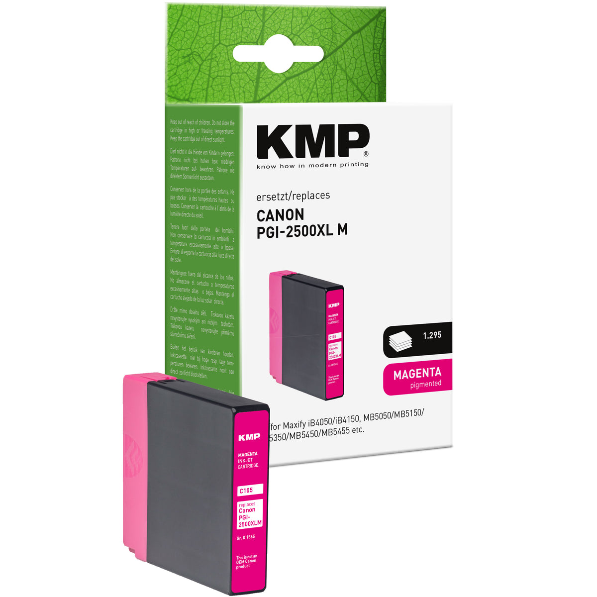 Canon Maxify iB4050 iB4150 MB5050 MB5150 KMP Tintenpatrone Magenta für PGI 2500XL M mit KMP Aufdruck
