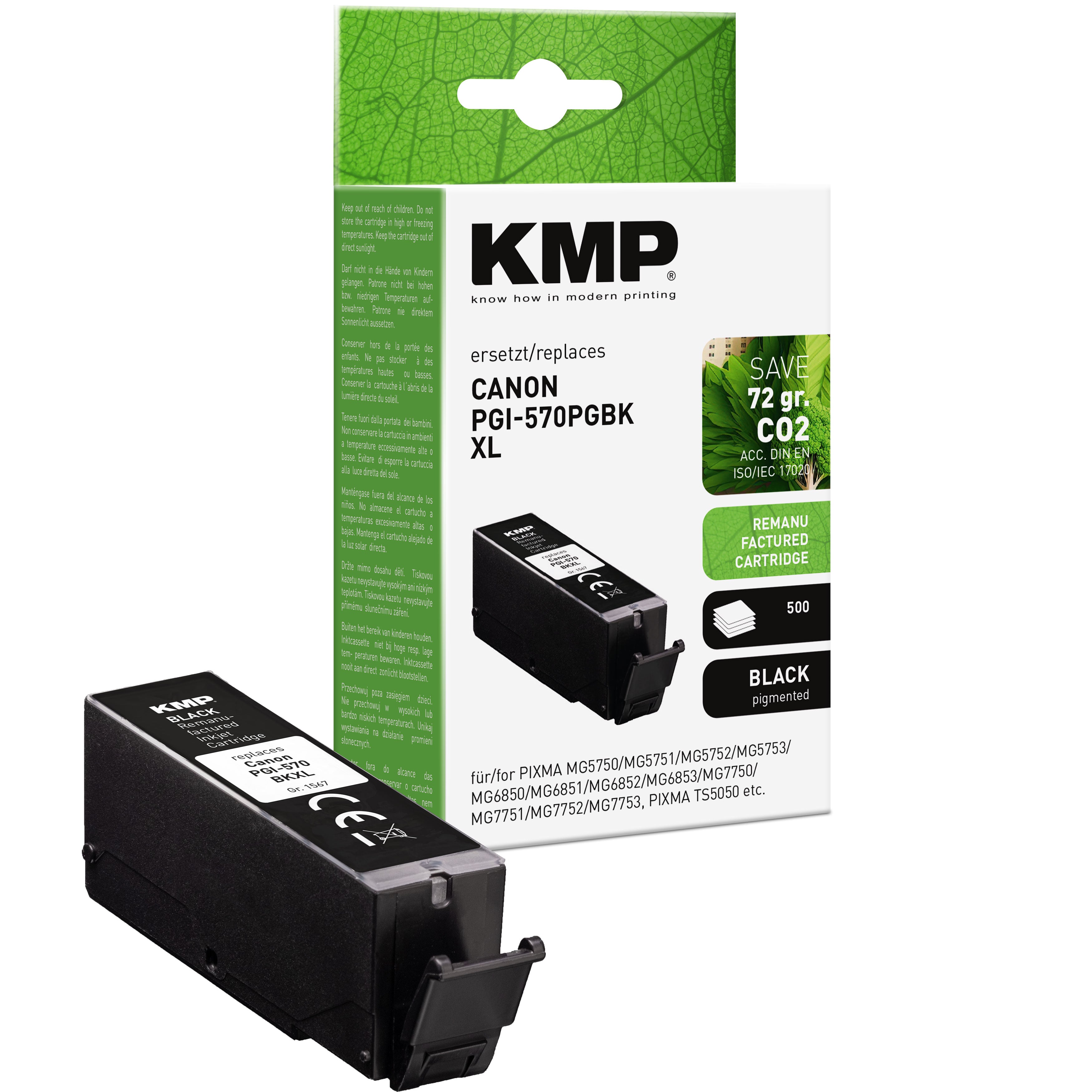 KMP Alternative für Canon PGI570PGBKXL Tintenpatrone schwarz mit XL Ausführung für Canon Pixma