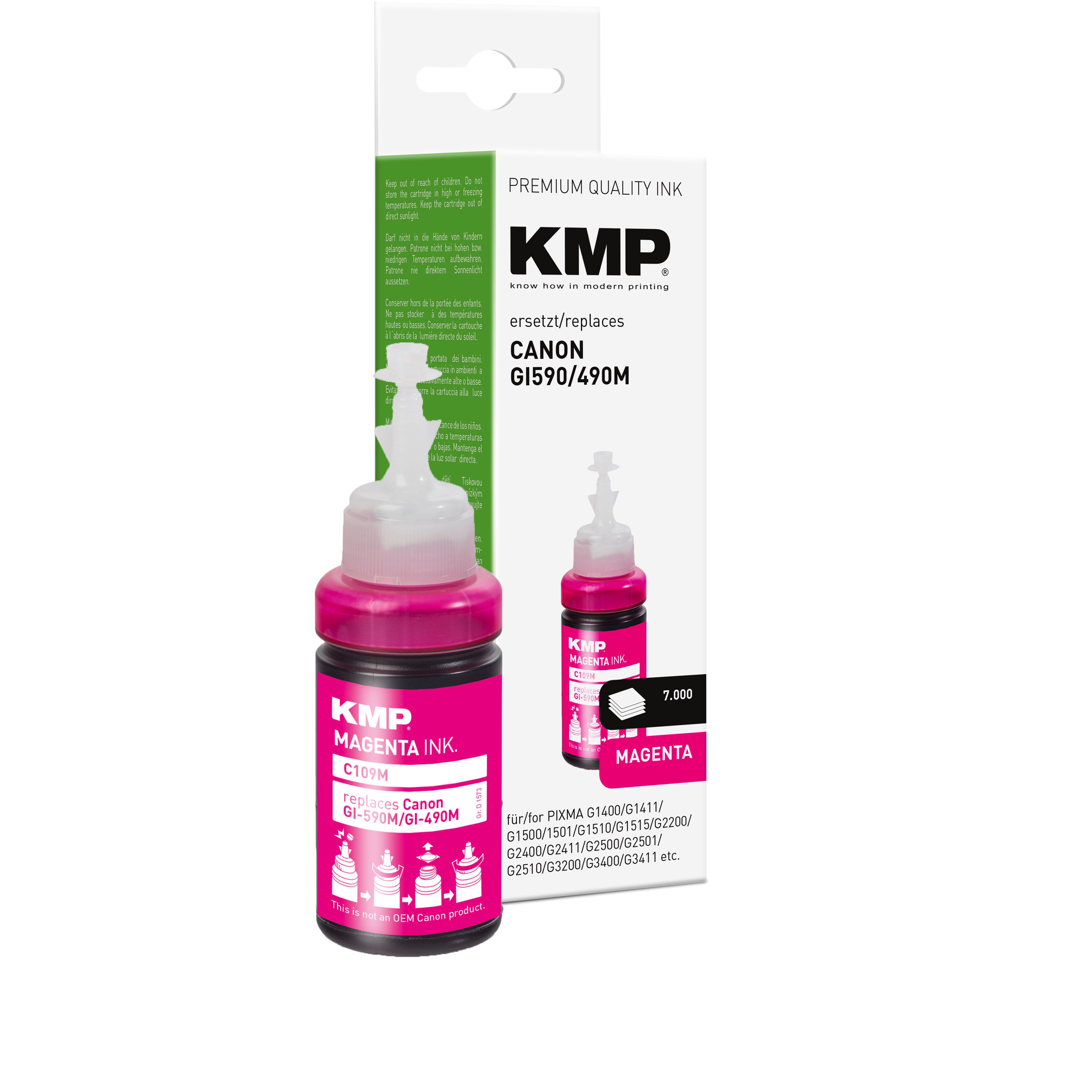 KMP Alternative für Canon GI590M 1605C001 Tintenpatrone magenta für Pixma G-Serie und G4400 bis G4515