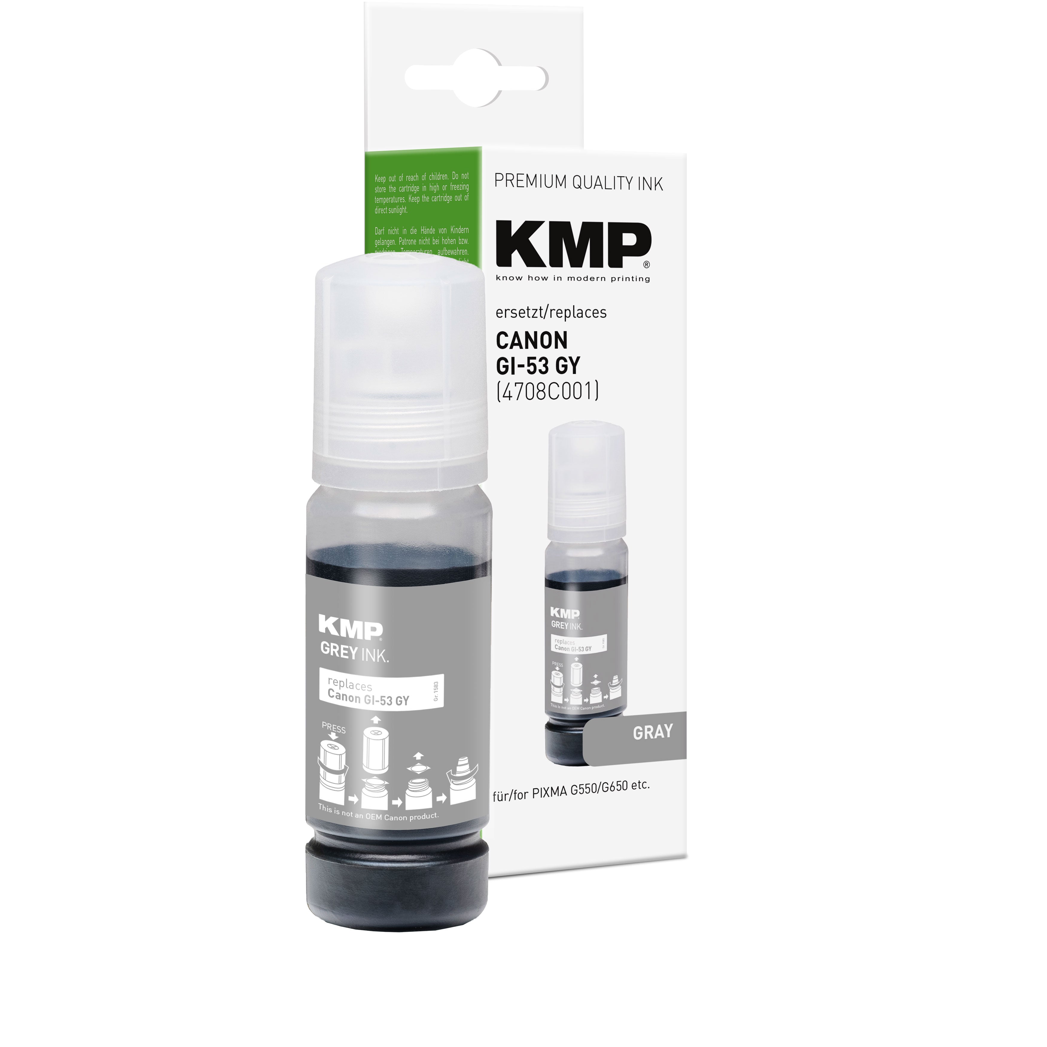 KMP Alternative für Canon GI53GY 4708C001 kompatible Tonerpatrone, grau, für Canon Pixma G650 und G550