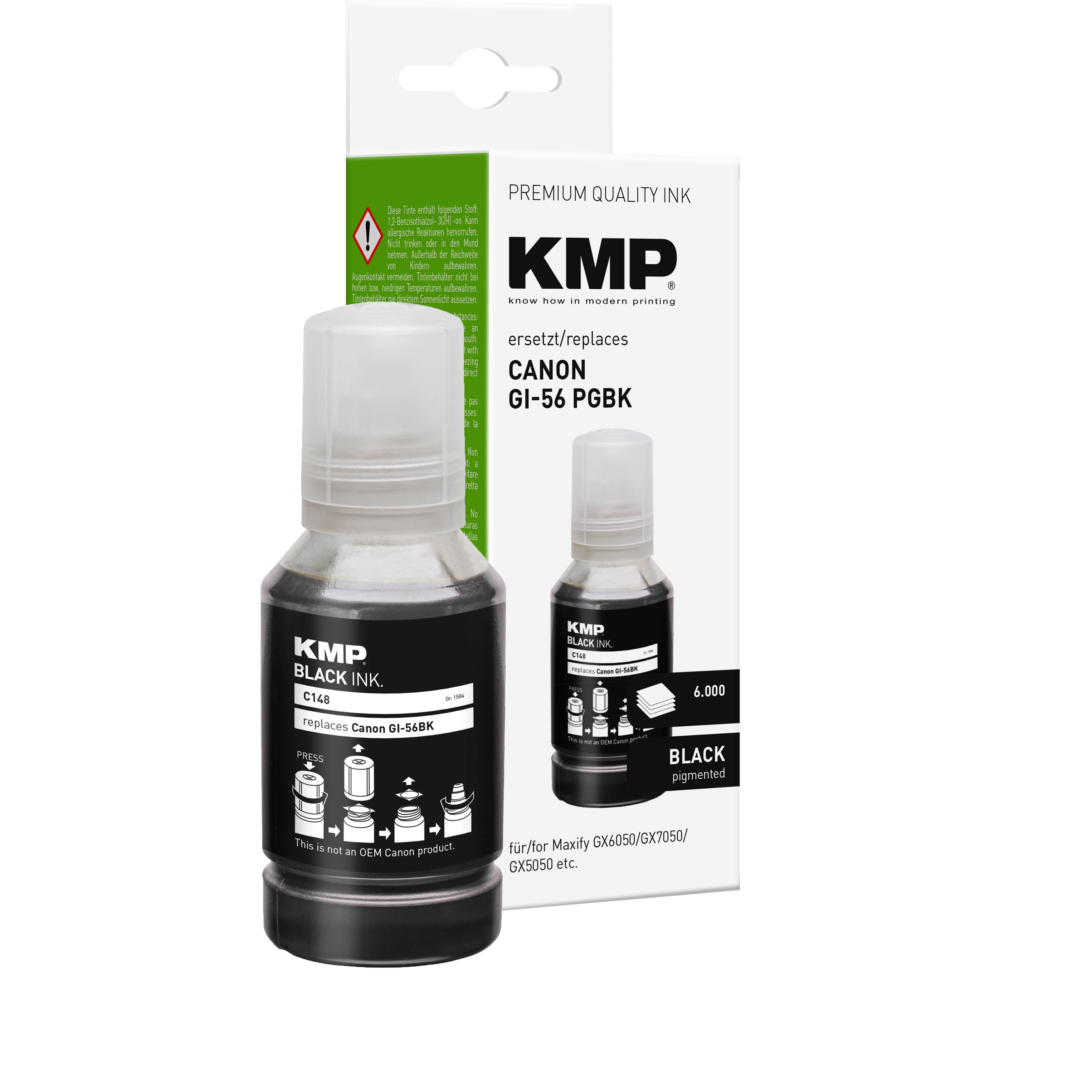 KMP Alternative für Canon GI56PGBK 4412C001 Tonerpatrone schwarz, kompatibel mit GI56PGBK 4412C001