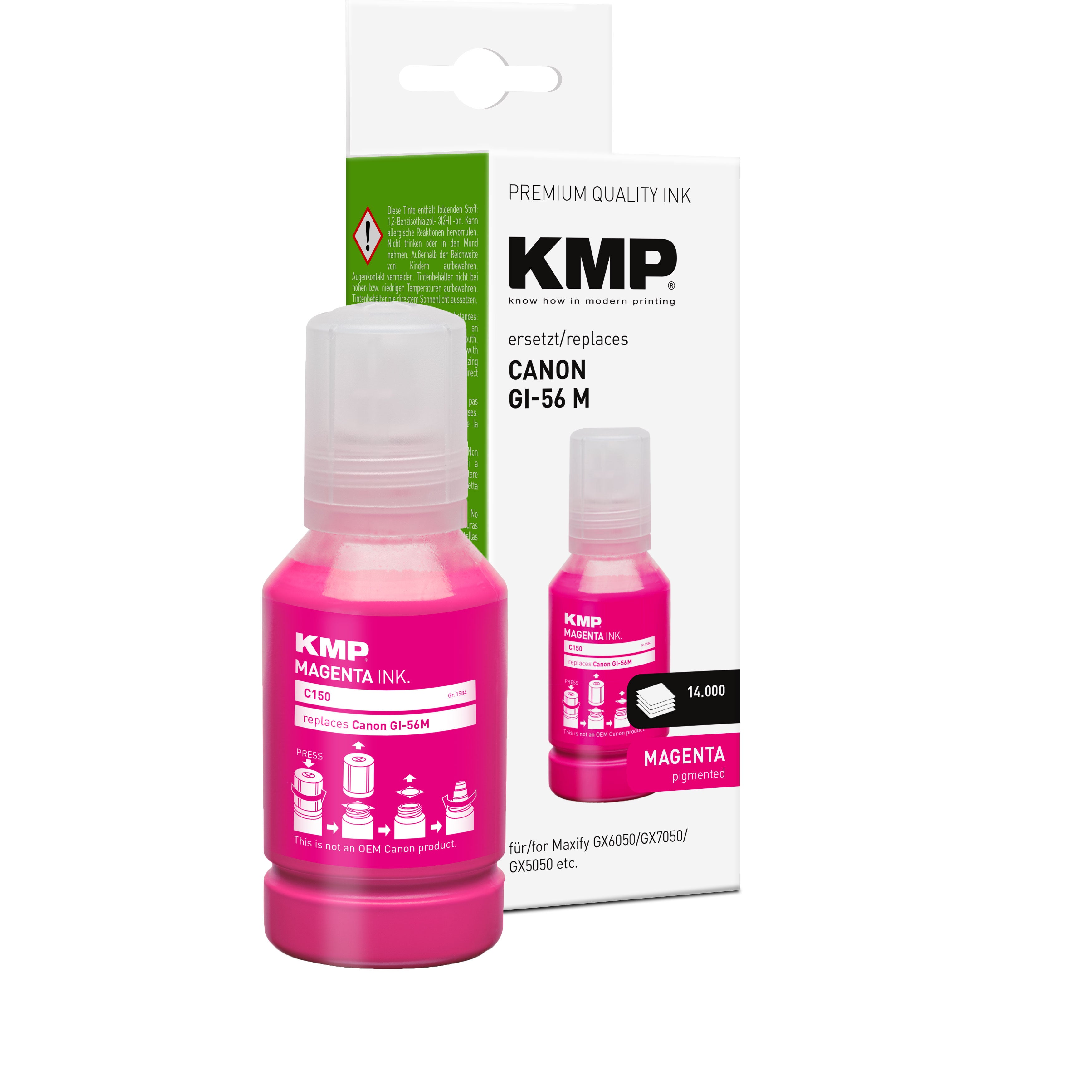KMP Alternative für Canon GI56M 4431C001 Tonerpatrone in Magenta, für Maxify GX6050 GX7050 GX5050 kompatibel