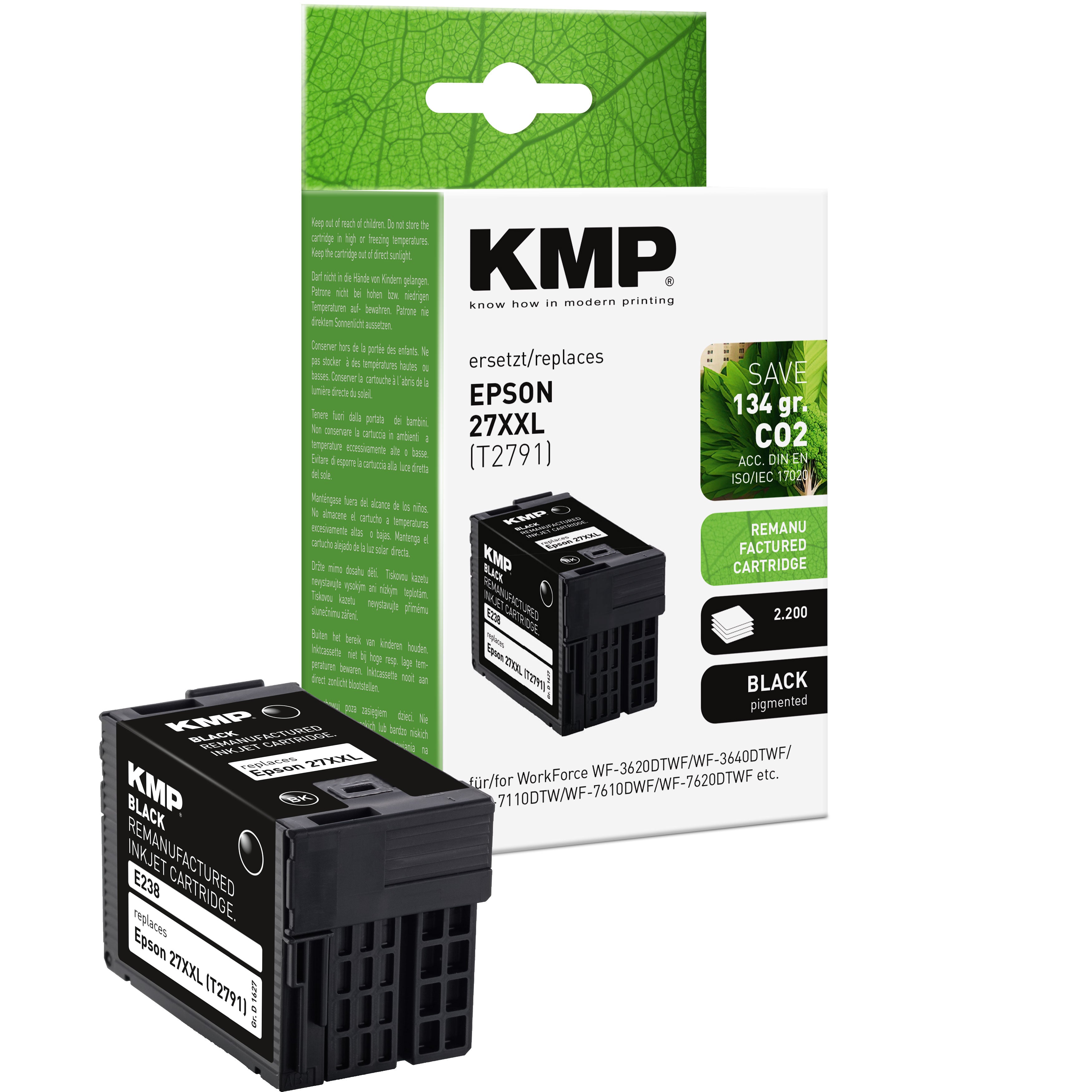 KMP Alternative für Epson 27XXL T2791 Tintenpatrone schwarz mit pigmentierter Tinte für Drucker