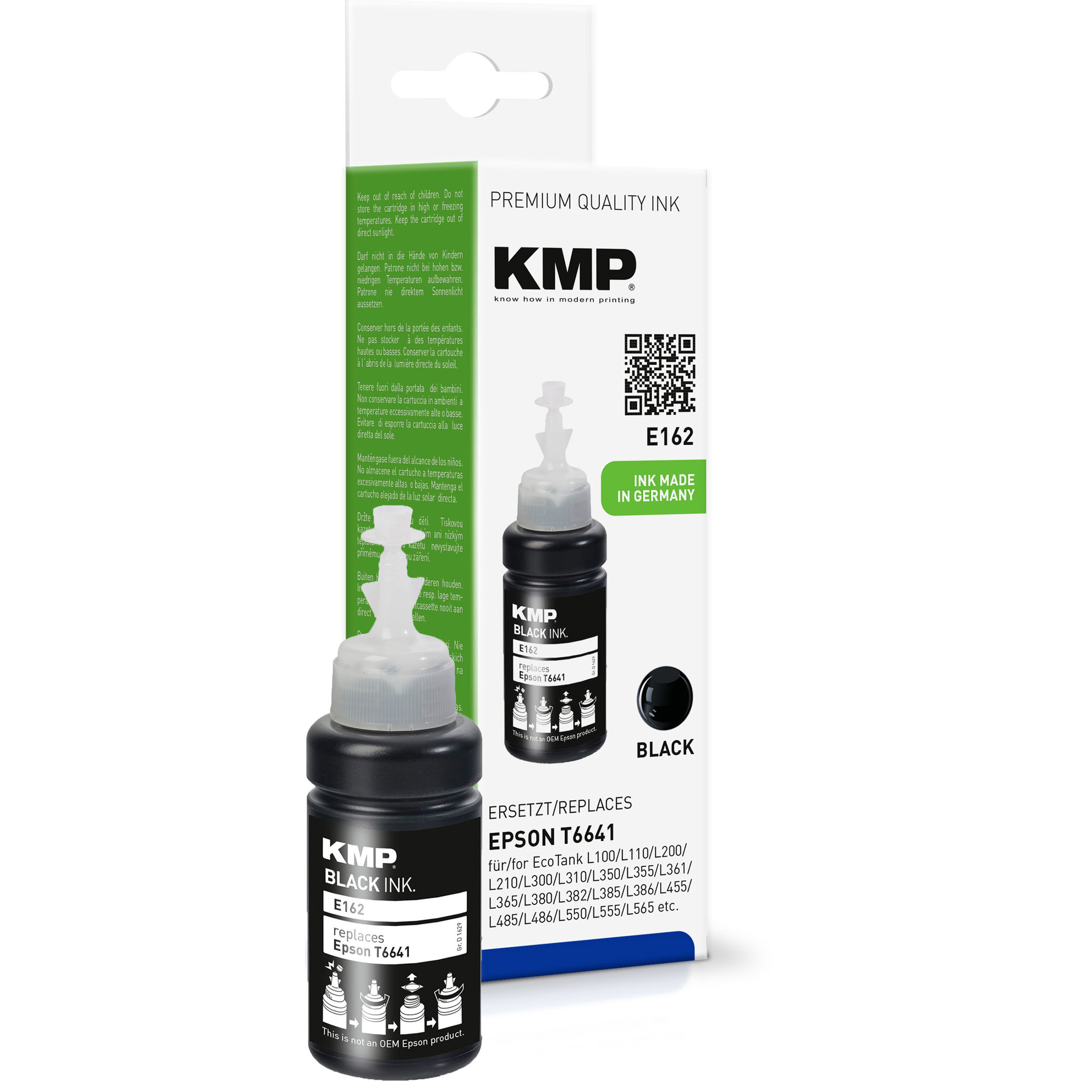 KMP KMP Alternative für Epson T6641 Tintenpatrone Ersatz schwarz mit Passend für EcoTank L100 bis L565