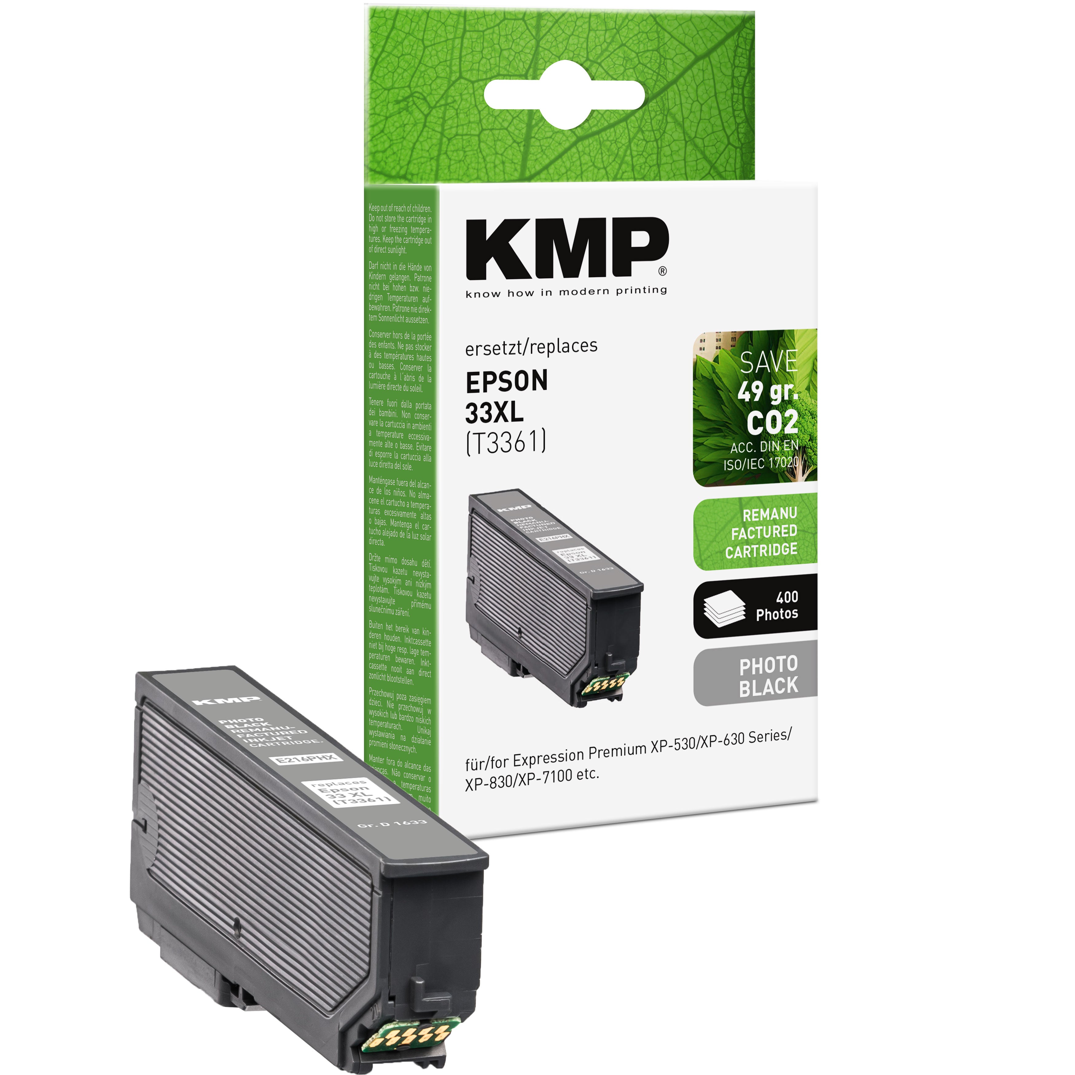 KMP Alternative für Epson 33XL T3361 Tintenpatrone in Schwarz mit Modellbezug 33XL