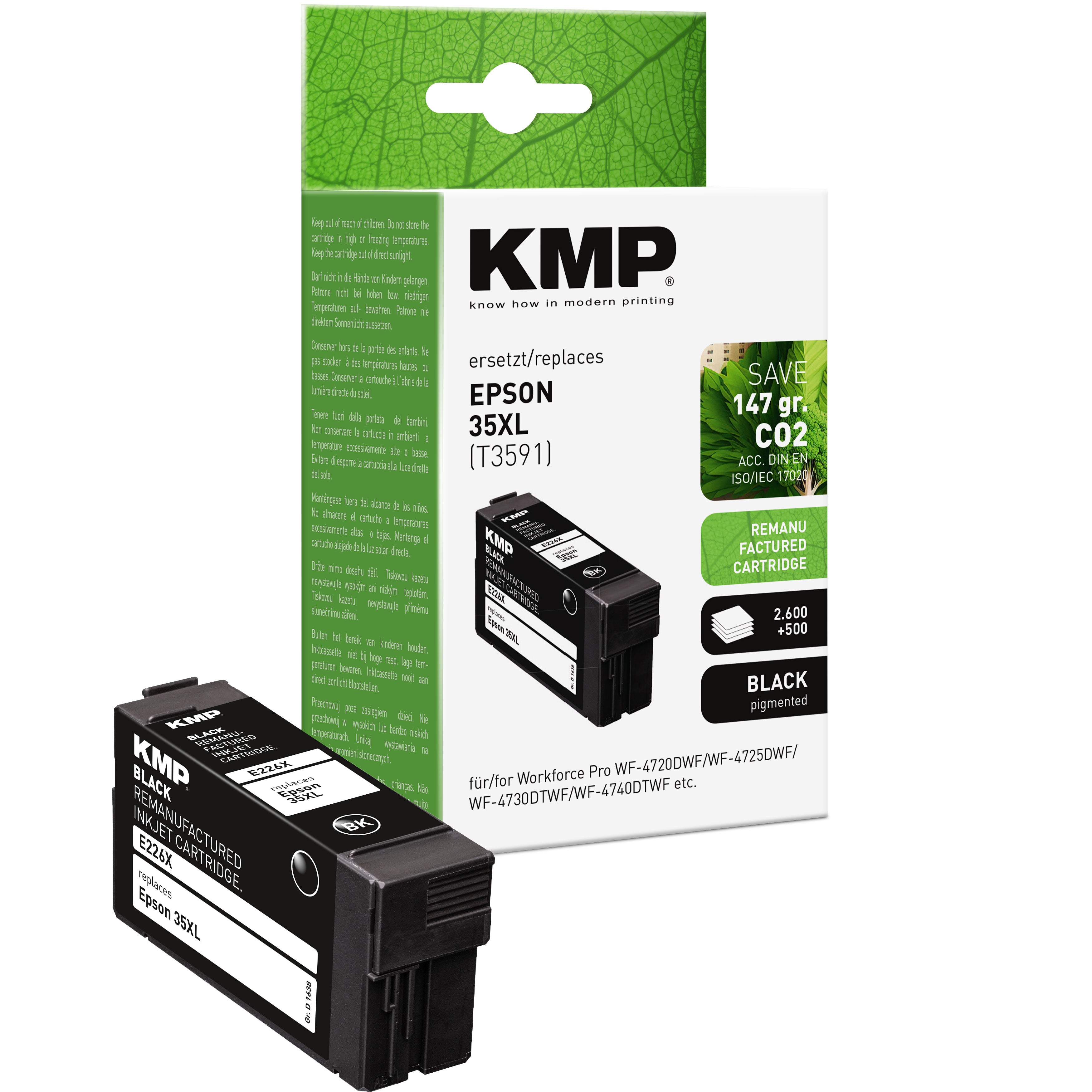 KMP Alternative für Epson 35XL T3591 Tintenpatrone für Epson, schwarz, kompatibel mit Workforce Pro WF-4720DWF