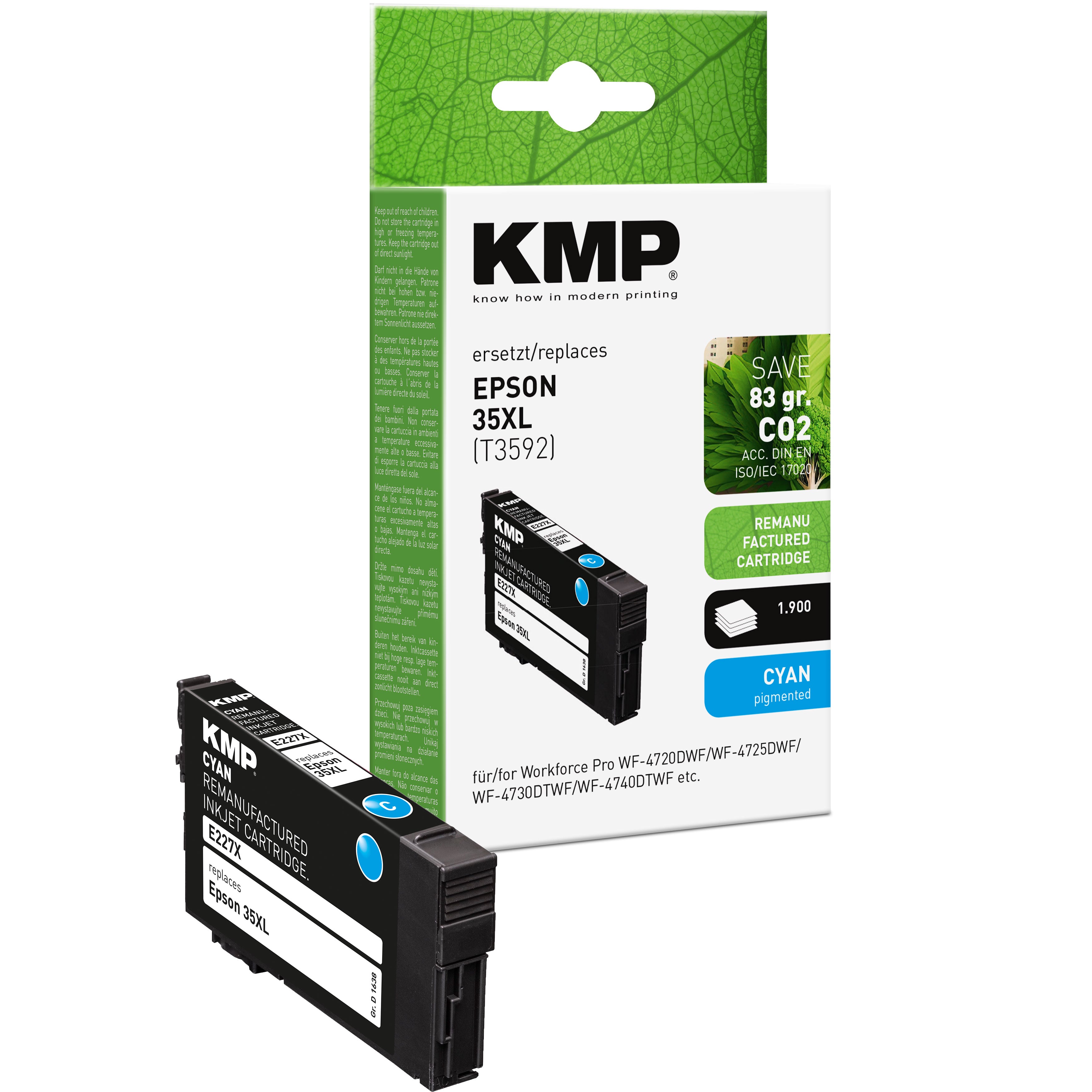 KMP Alternative für Epson 35XL T3592 Tintenpatrone, cyan, für Drucken, Kopieren und Scannen