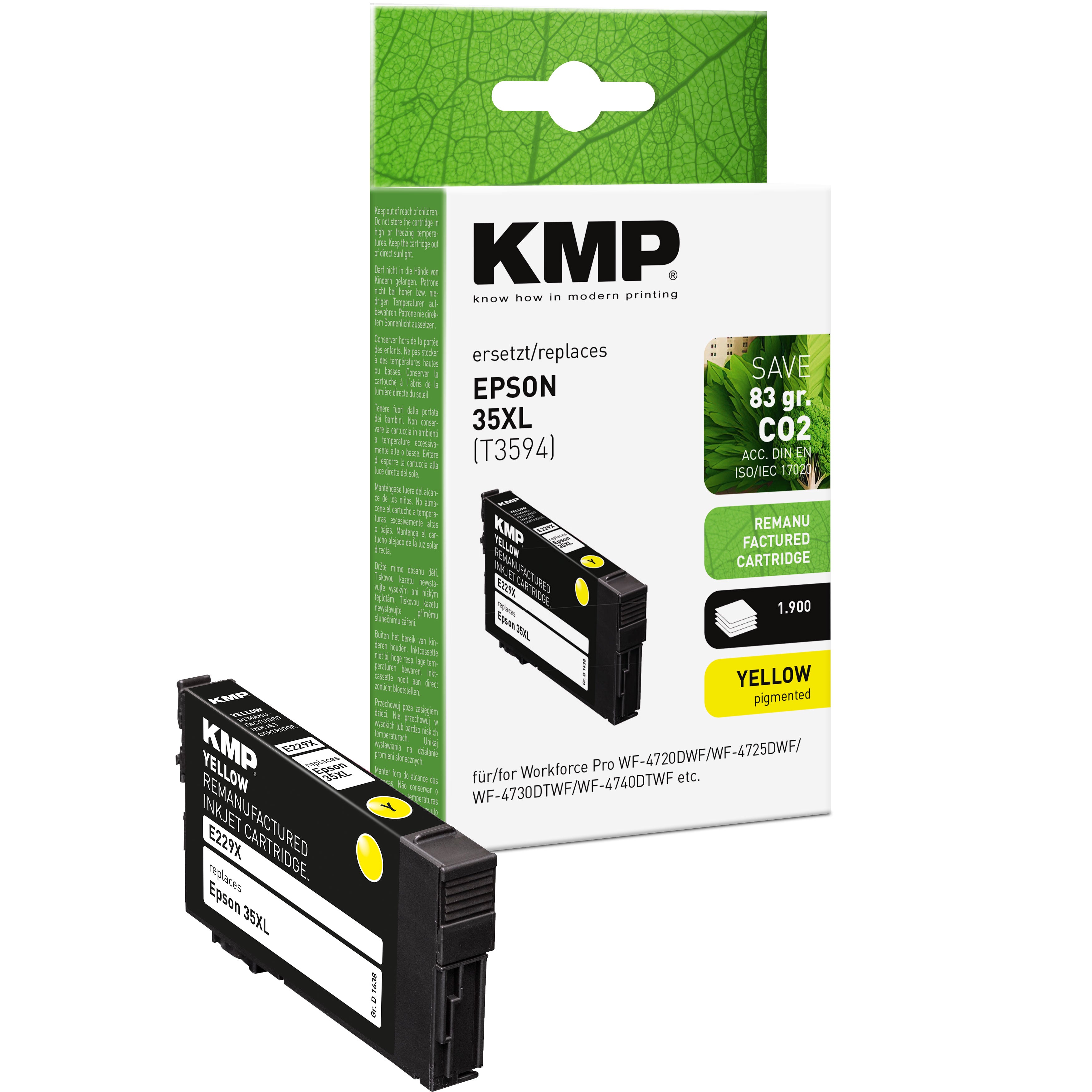 KMP Alternative für Epson 35XL T3594 Tintenpatrone gelb, für Epson Workforce Pro WF-4720DWF bis WF-4740DTWF