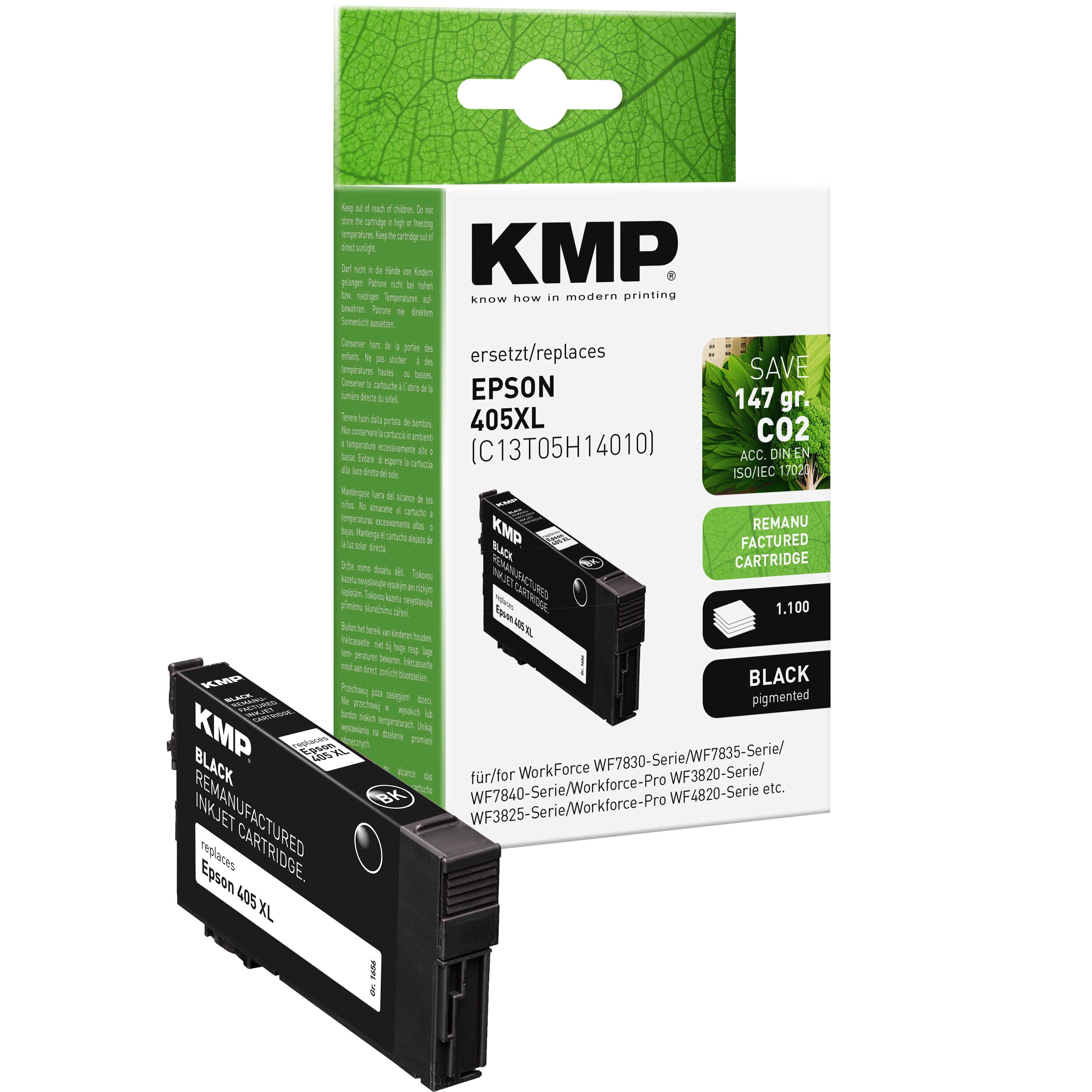 KMP Alternative für Epson 405XL C13T05H14010 Tintenpatrone schwarz mit Ersatz für Epson WorkForce WF7830
