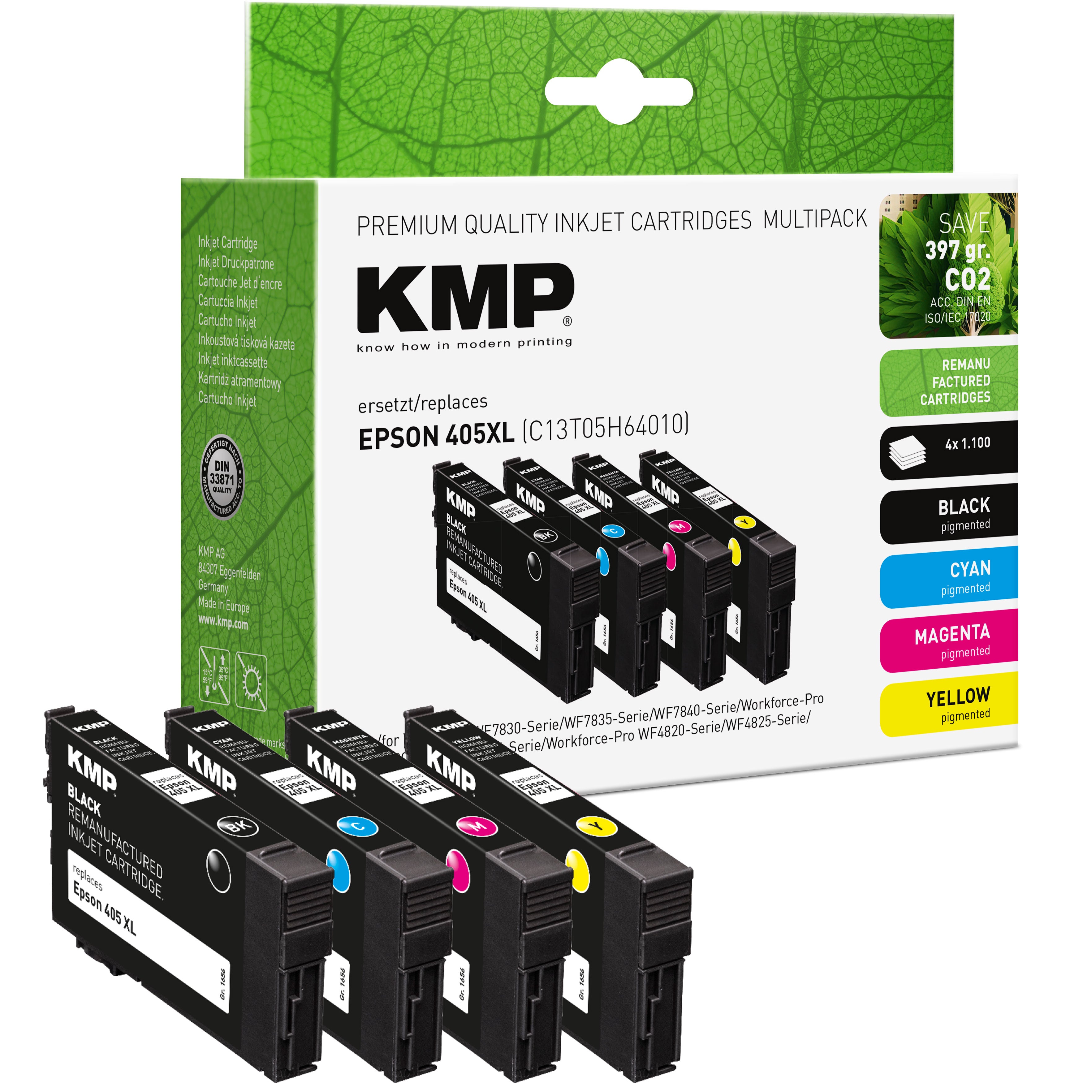 KMP Alternative für Epson 405XL C13T05H64010 Tintenpatrone für Epson 405XL, grün bedruckte Verpackung