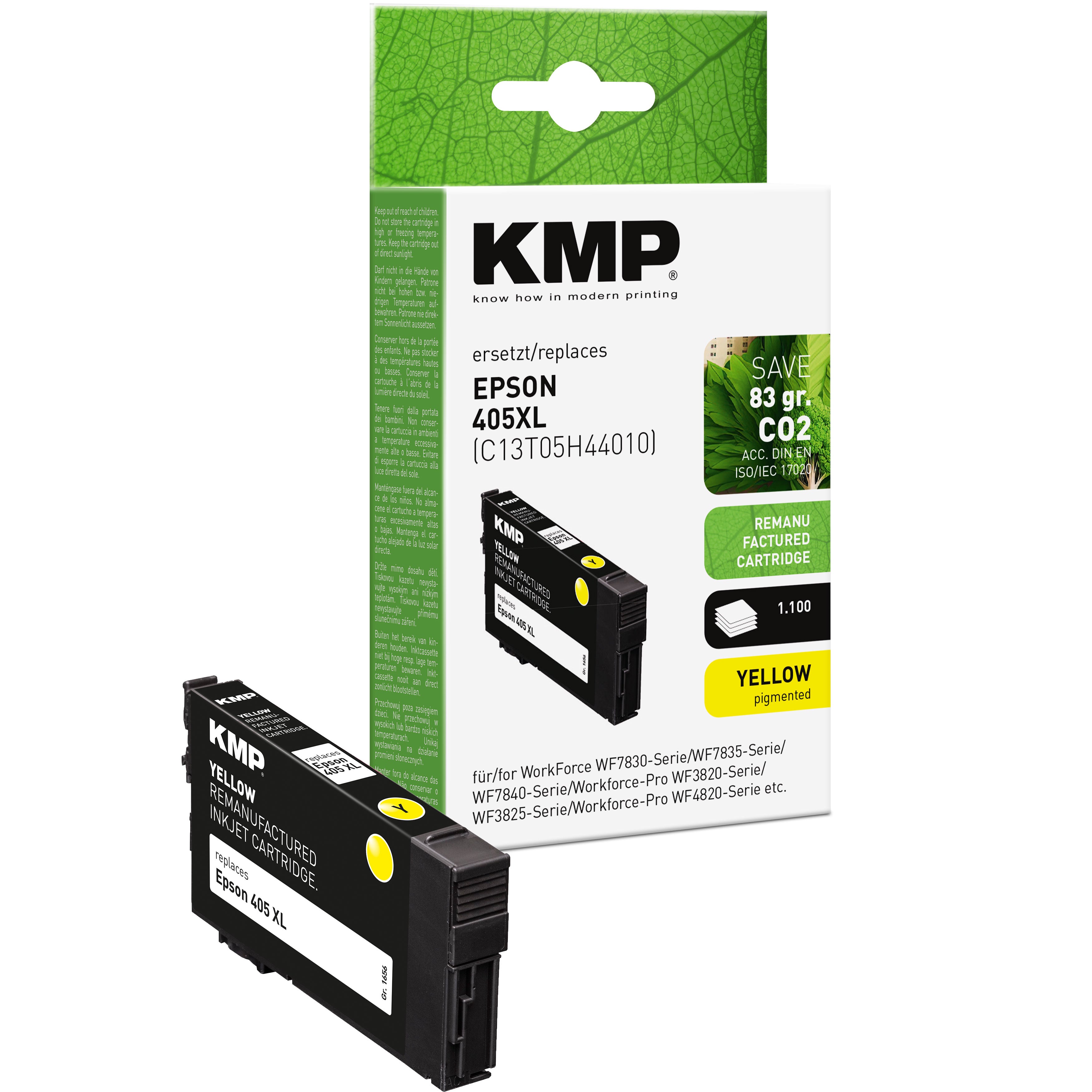 KMP Alternative für Epson 405XL C13T05H44010 Tintenpatrone gelb, für Epson WorkForce WF7830 und WF3820