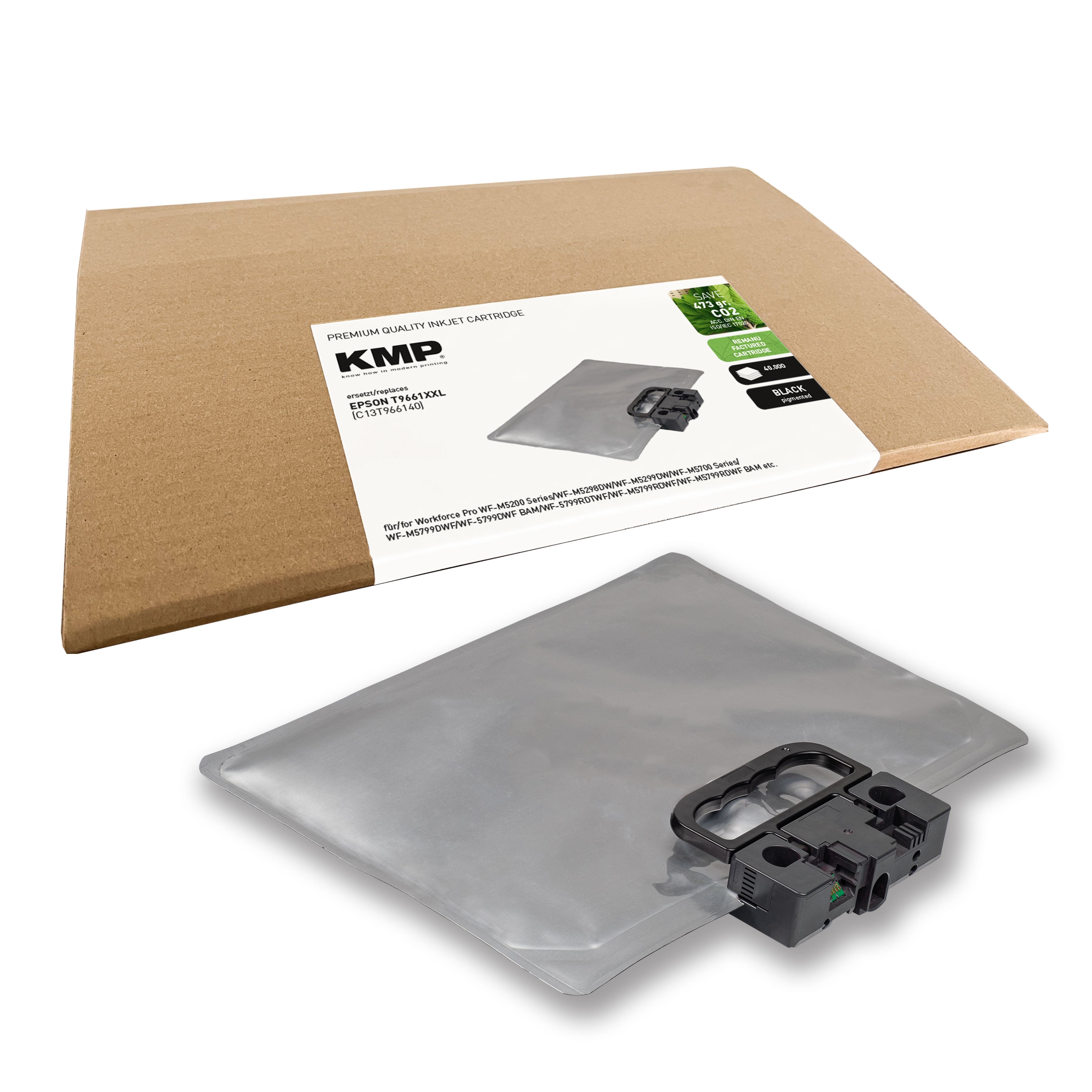 KMP Alternative für Epson T9661XXL Tintenpatrone für Epson Workforce Pro in Kartonverpackung, Modell T9661XXL