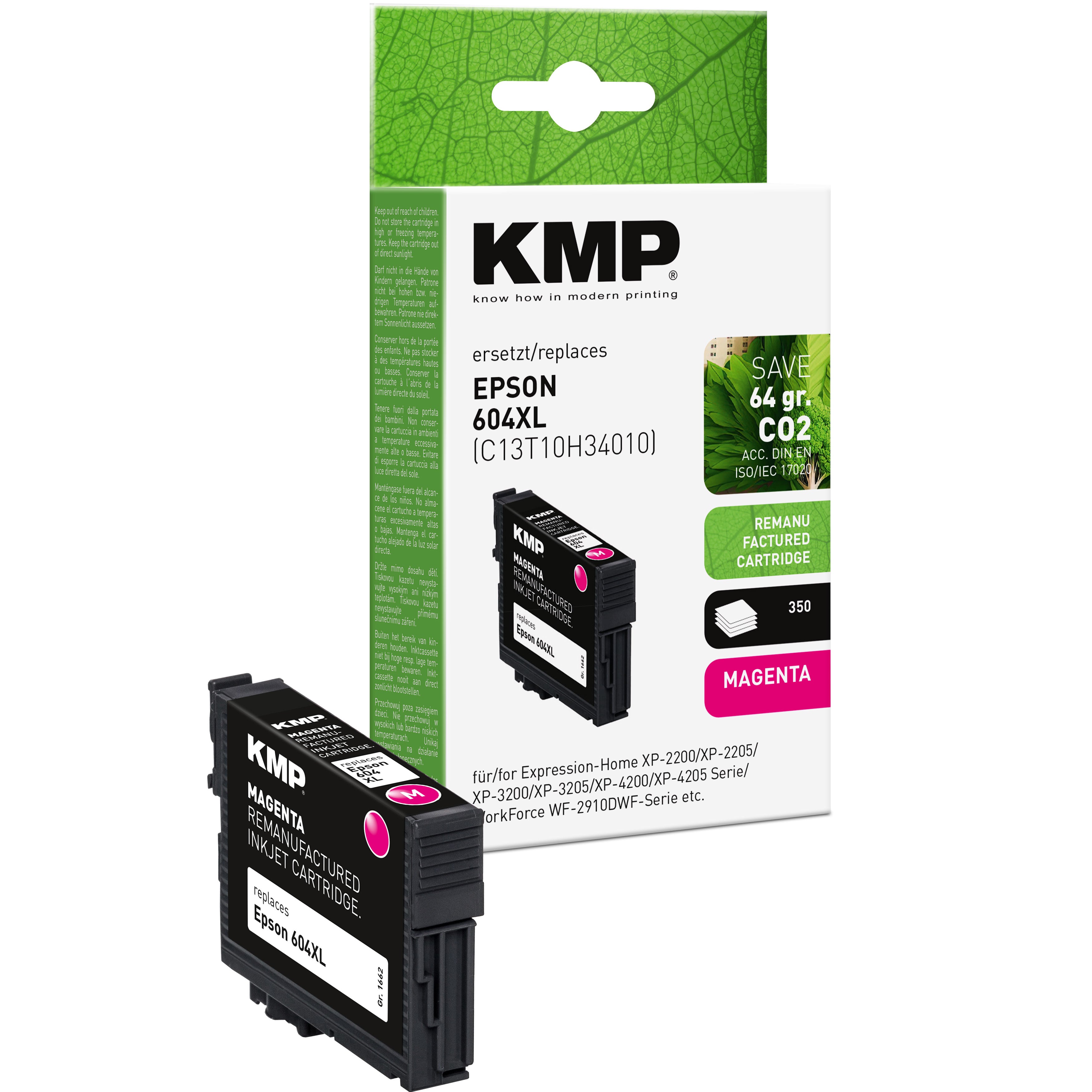 KMP Alternative für Epson 604XL T10H3 Tintenpatrone magenta mit Ersatz für Epson Expression Home XP