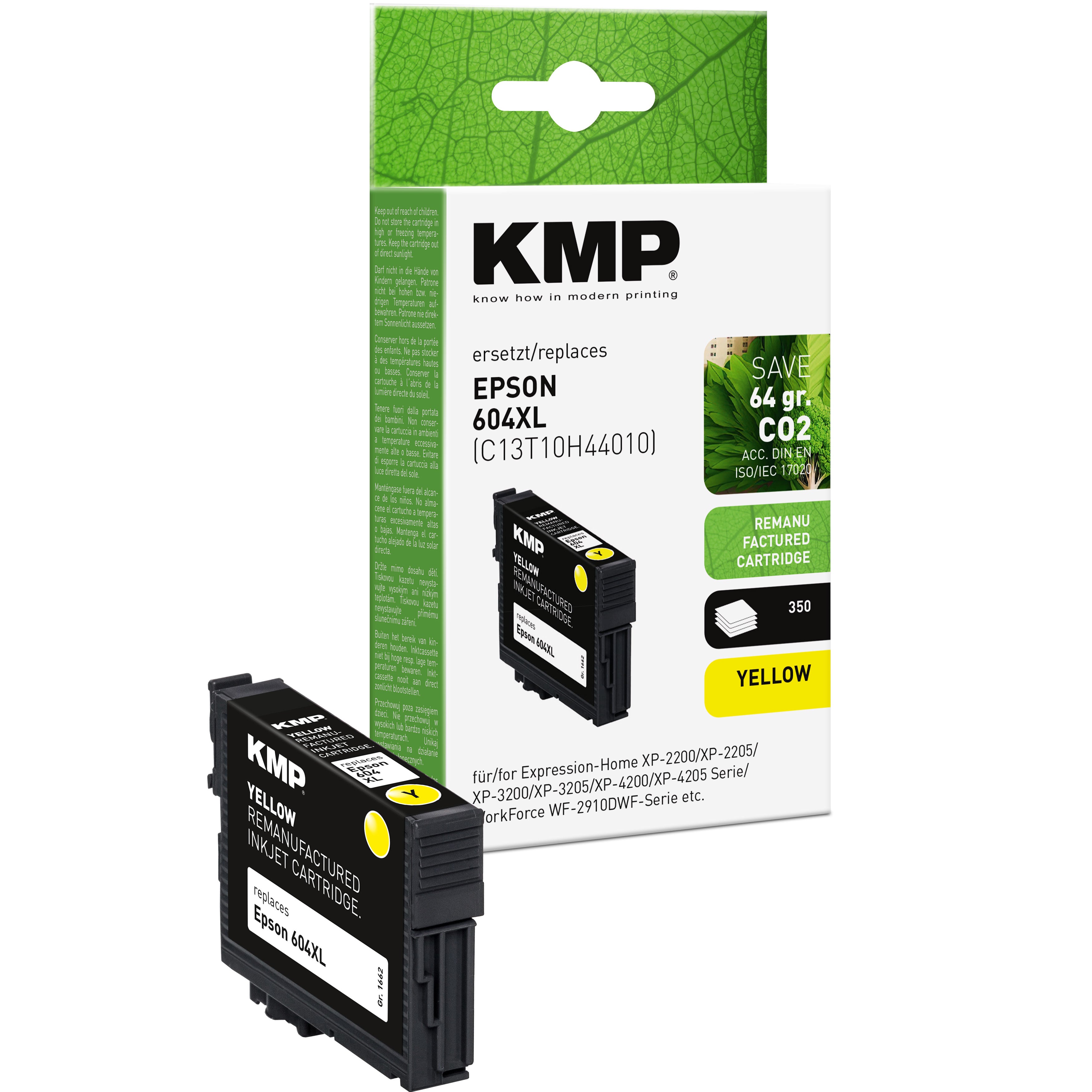 KMP Alternative für Epson 604XL T10H4 Tintenpatrone gelb, kompatibel mit Epson Expression und WorkForce