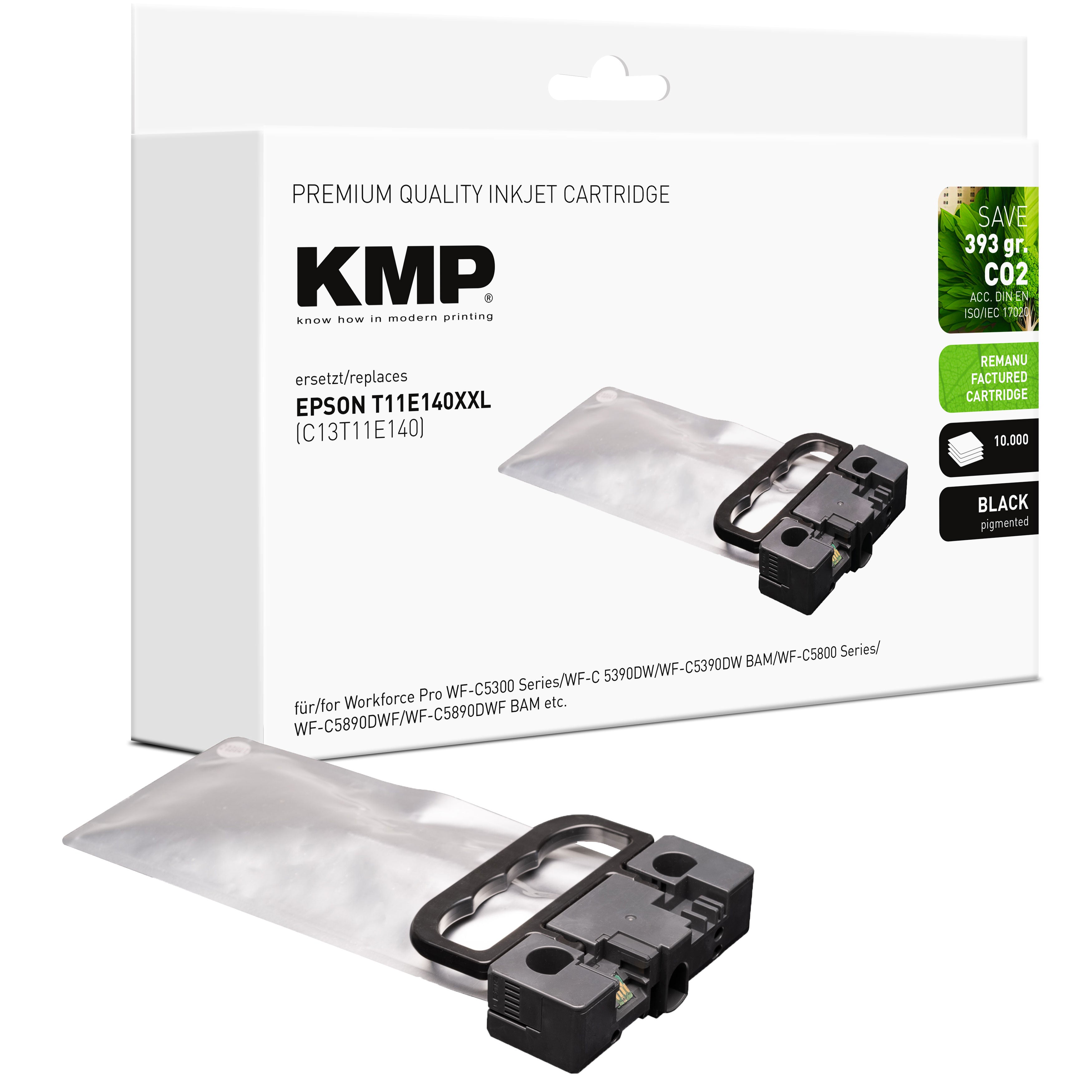 KMP Alternative für Epson T11E140XXL C13T11E140 Tintenpatrone für Epson Workforce Pro in schwarzer Ausführung