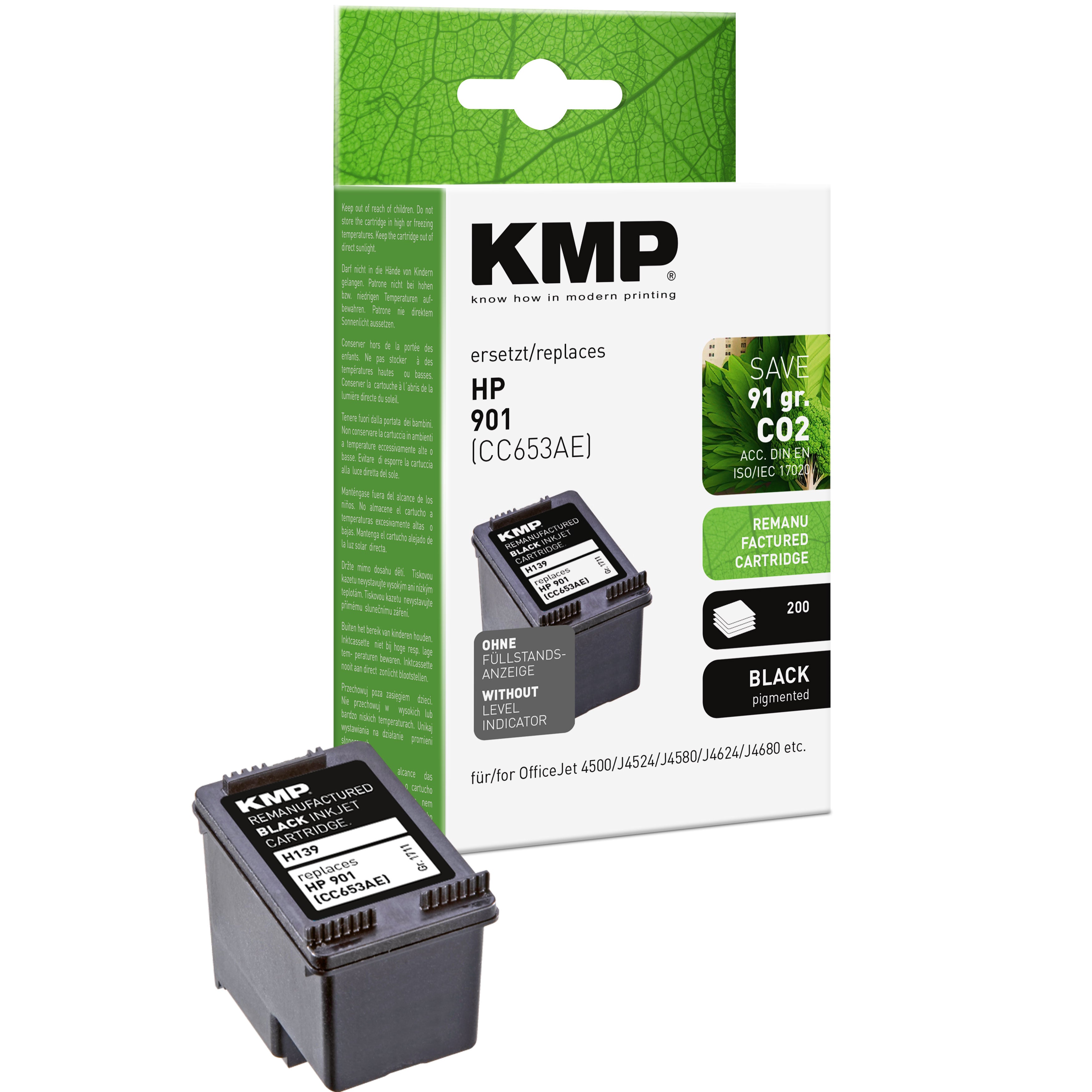 KMP Alternative für HP HP901 CC653AE Tonerpatrone schwarz mit HP901 Kompatibilität für Officejet 4500