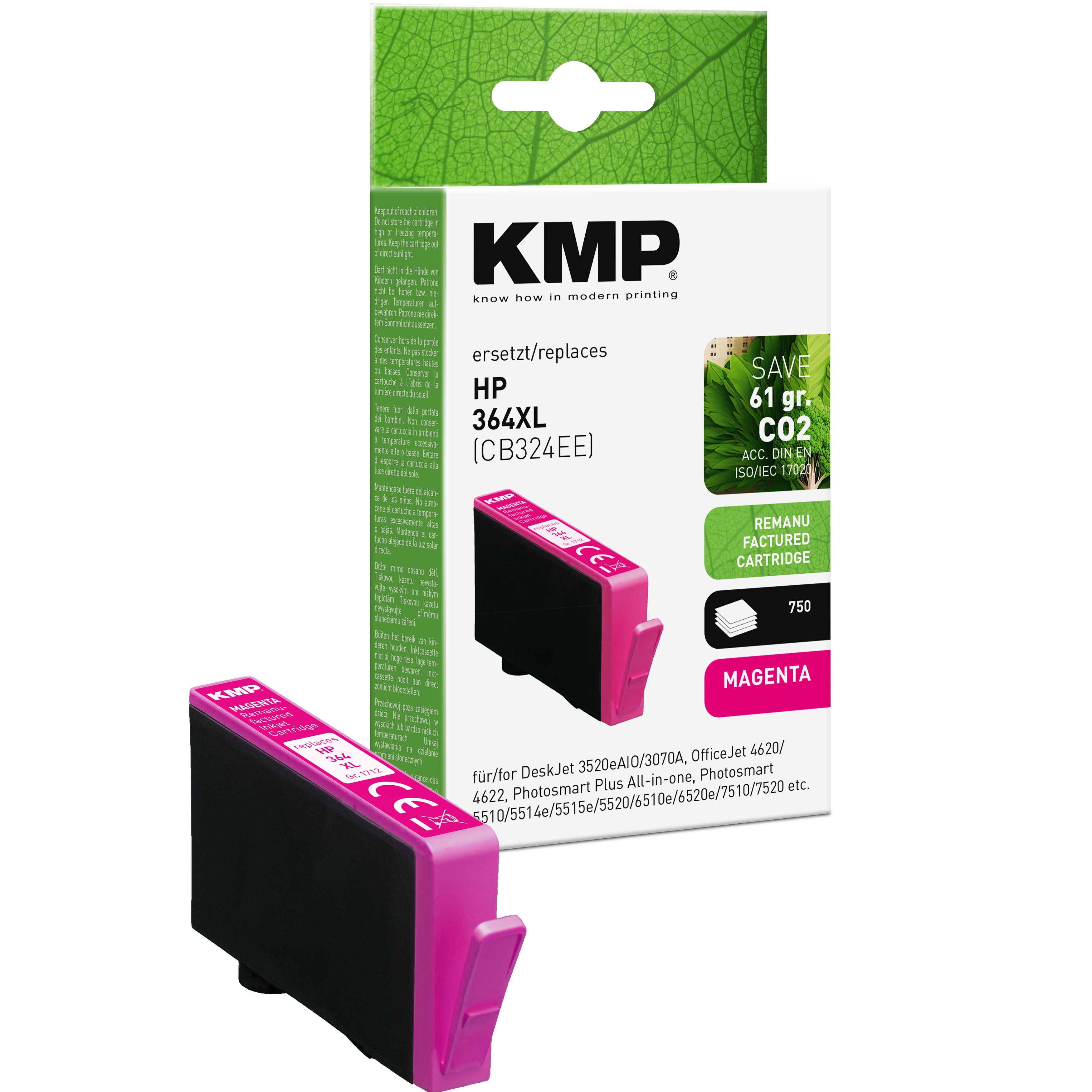 KMP Alternative für HP HP364XL CB324EE Tintenpatrone magenta mit Ersatz für HP Deskjet 3520e