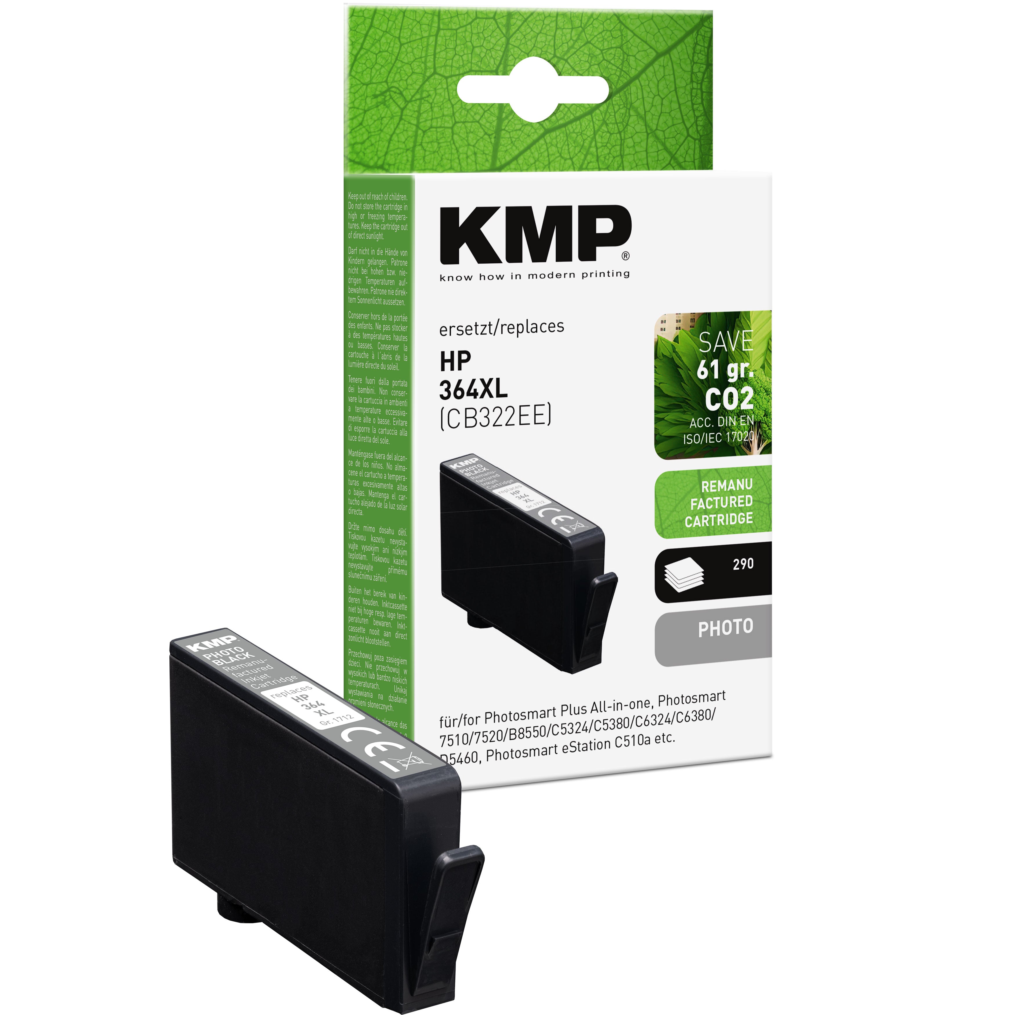 KMP Tintenpatrone Alternative für HP HP364XL CB322EE grün mit passender Ersatzfunktion für HP Drucker